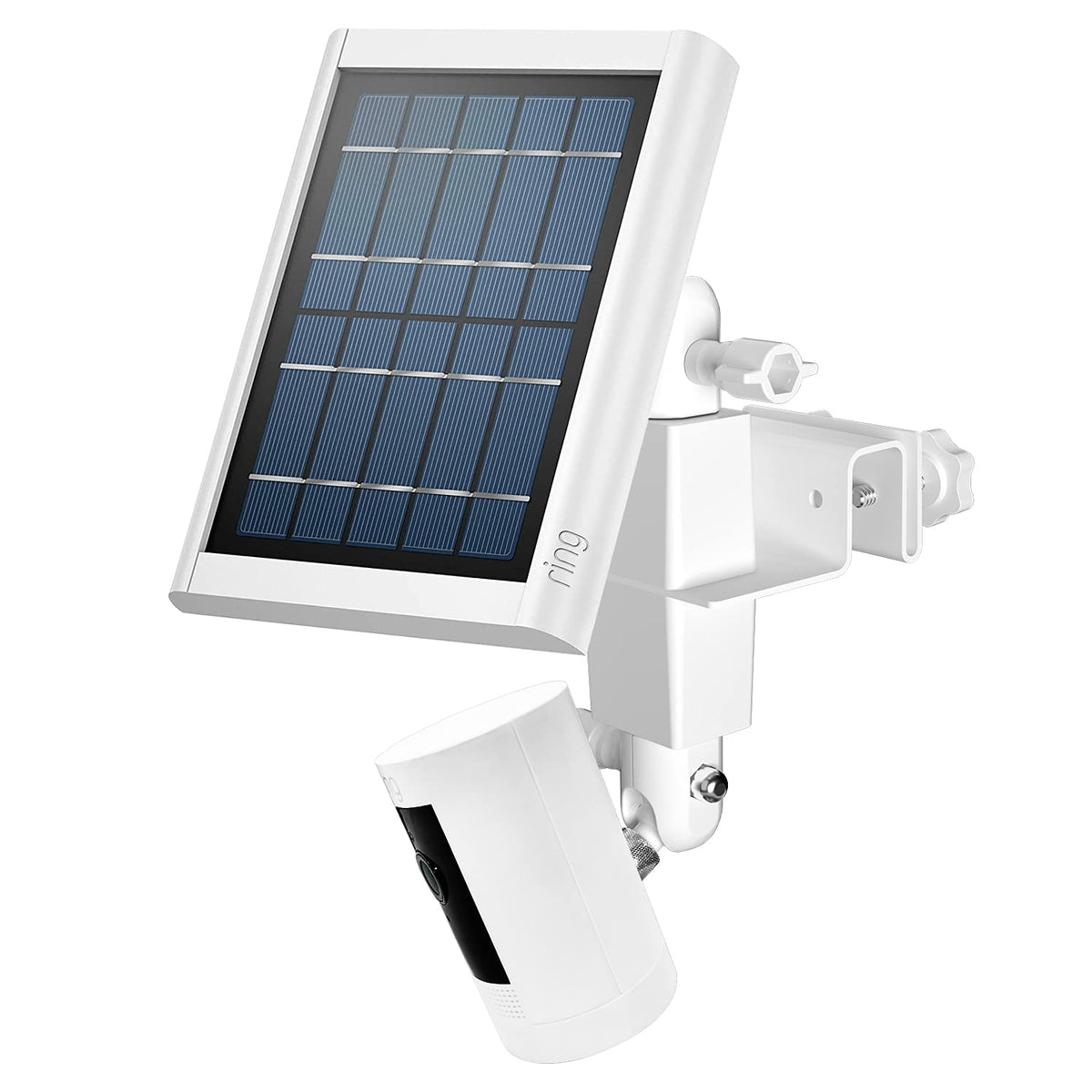 Holaca 2 In 1 Weatherproof Gutter Mount For Ring Solar Panel, Spotlight Cam Battery And Stick Up Cam Battery Outdoor Mount Accessories For Ring Solar Panel (White)