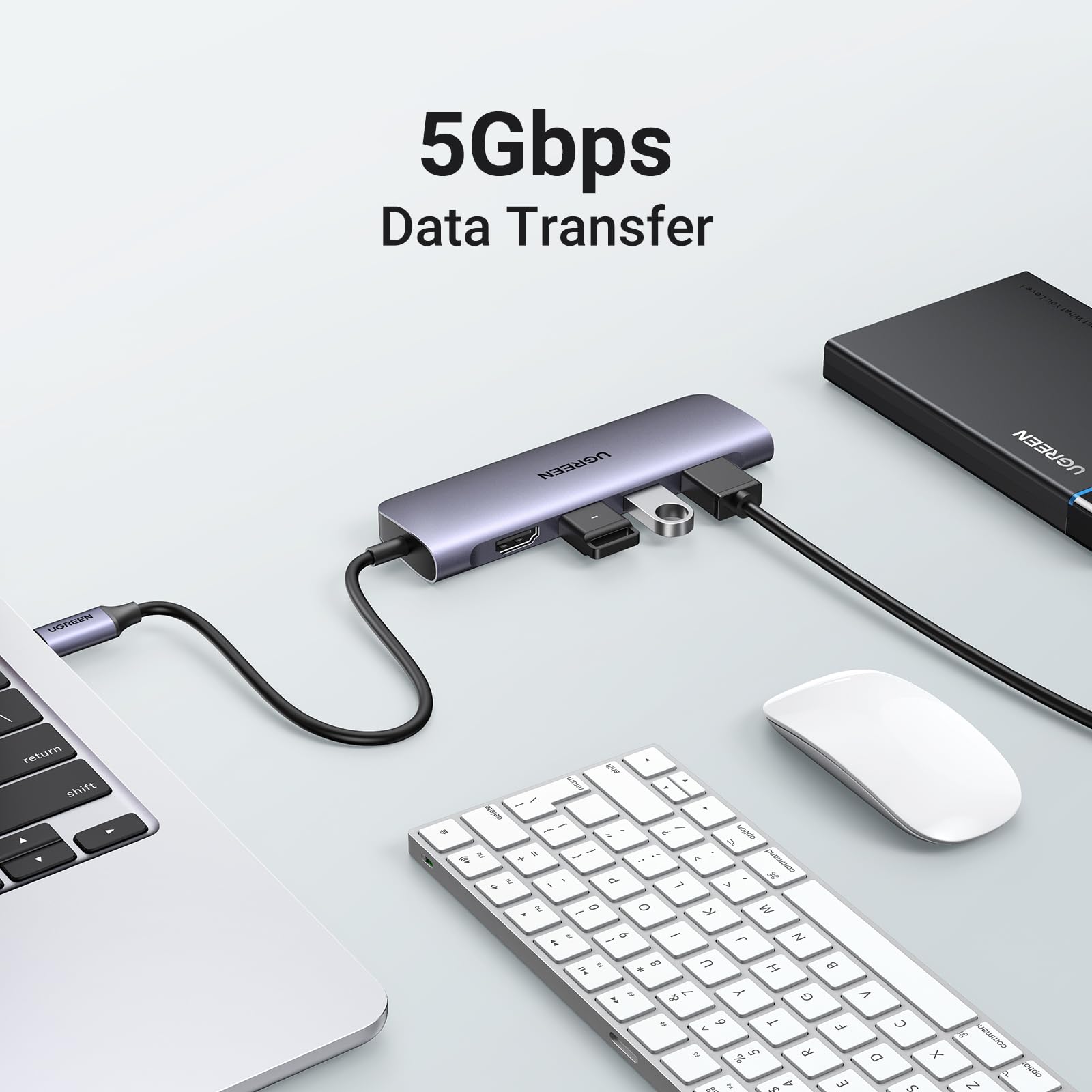 Ugreen Revodok Usb C Hub 6 In 1 Usb C Dongle 4K Hdmi, 3 Usb 3.0 Ports, Sd/Tf Card Reader Compatible With Macbook Pro, Macbook Ai