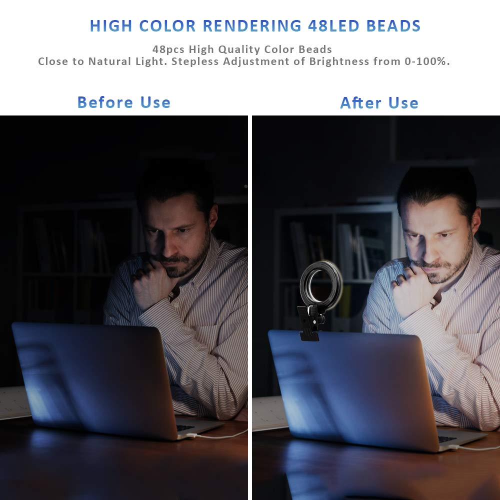 Cyezcor Video Conference Lighting Kit, Ring Light For Monitor Clip On,For Remote Working, Distance Learning,Zoom Call, Self Broadcasting And Live Streaming, Computer Laptop Video Conferencing