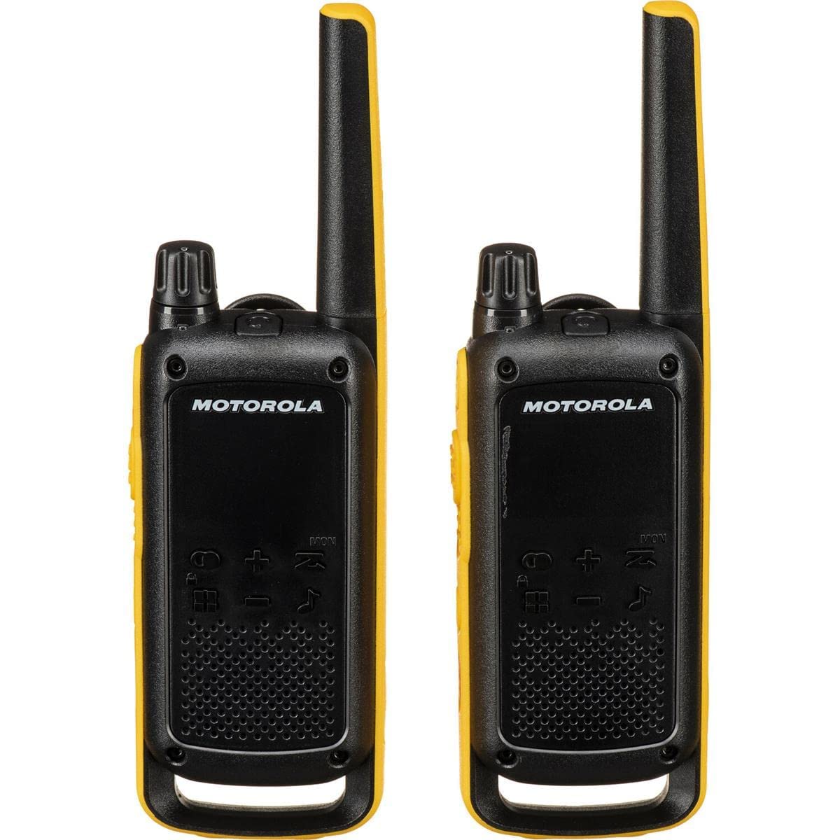 Motorola Solutions, Portable Frs, T470, Talkabout, Two Way Radios, Emergency Preparedness, Rechargeable, 22 Channel, 35 Mile, Black W/Yellow, 2 Pack