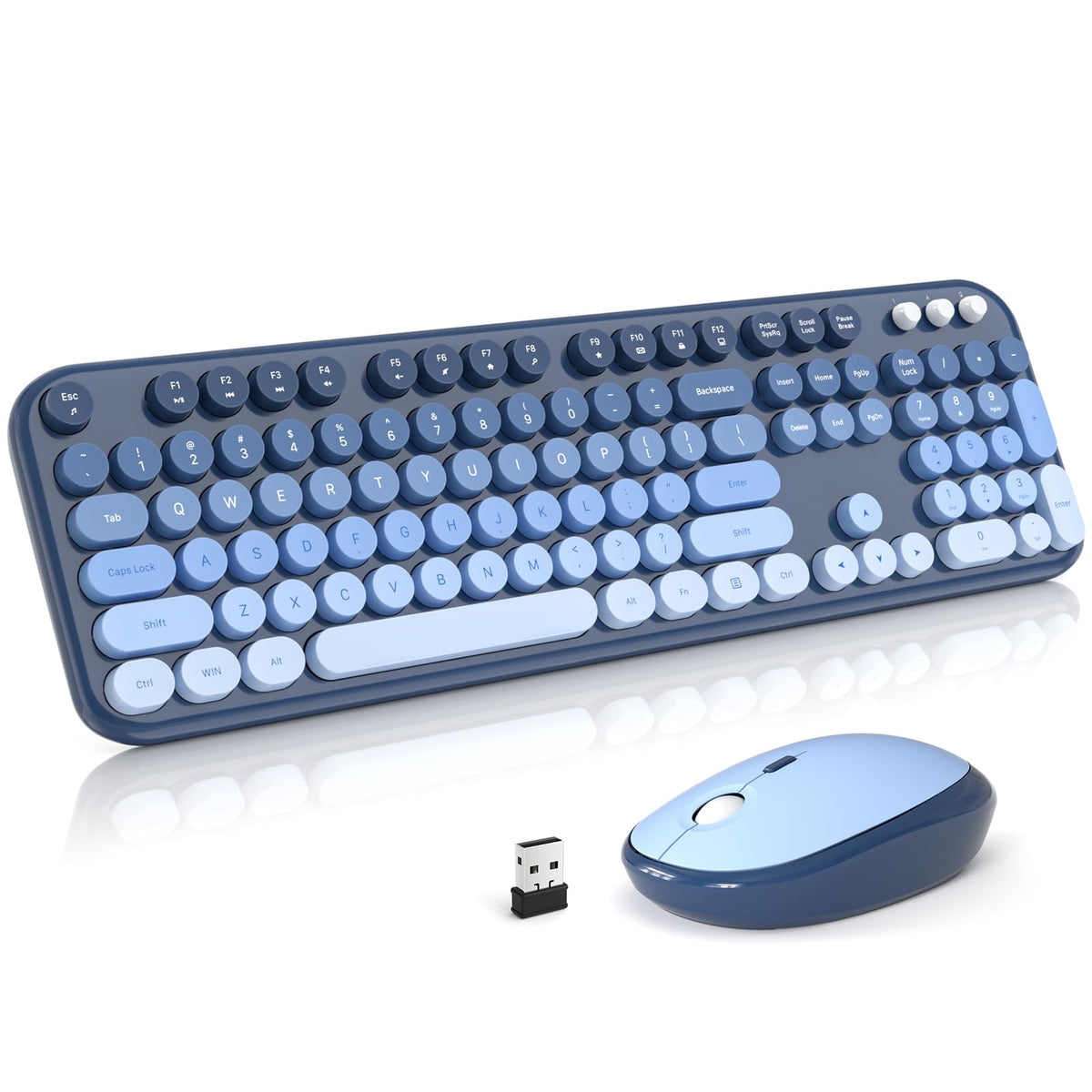 Atelus Wireless Keyboard and Mouse Combo, Typewriter Full Size Keyboard ...