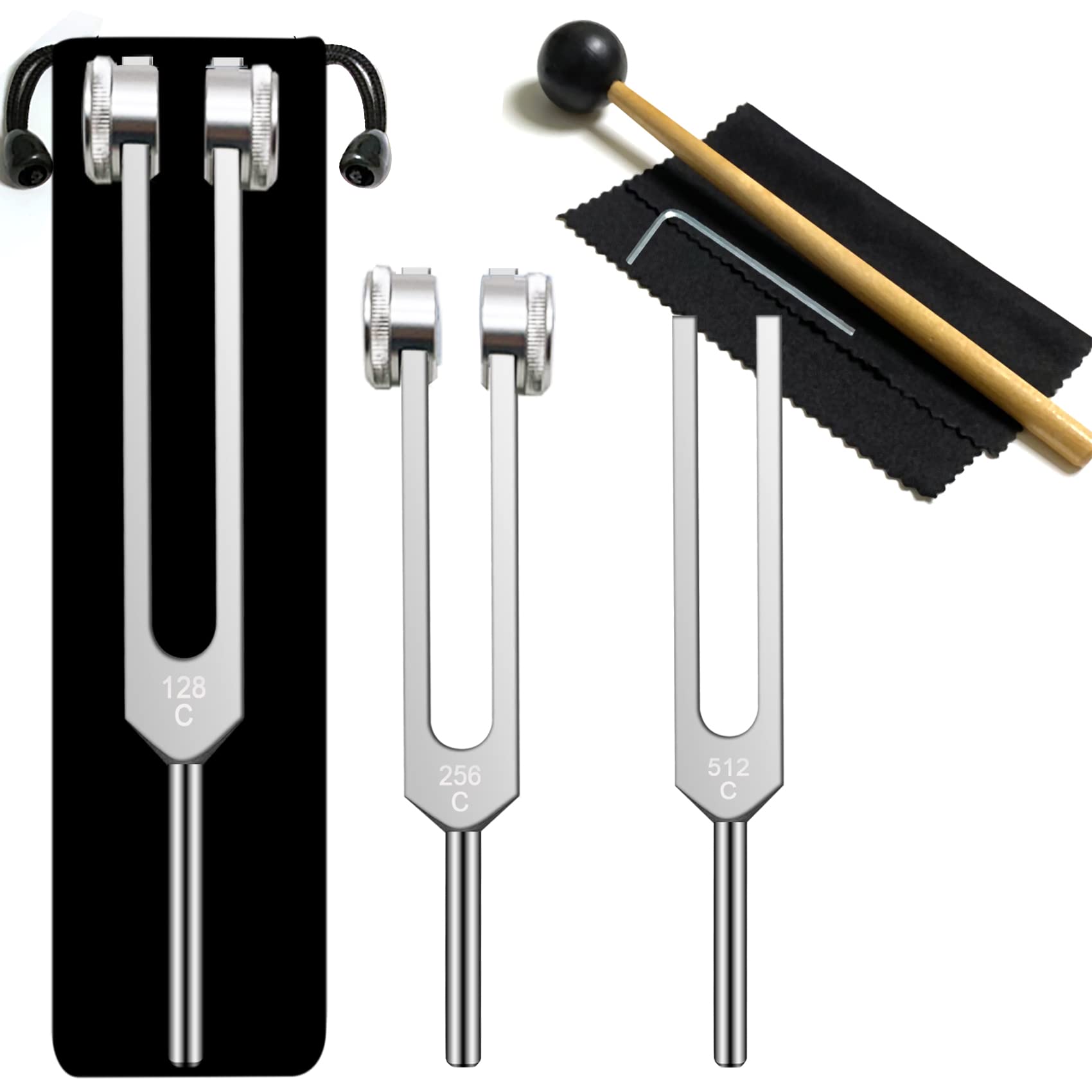 Tuning Fork Set (128Hz, 256Hz, 512Hz), Body Tuning Forks Chakra Set, For Medical Sound Healing Therapy, Meditation, Dna Repair,