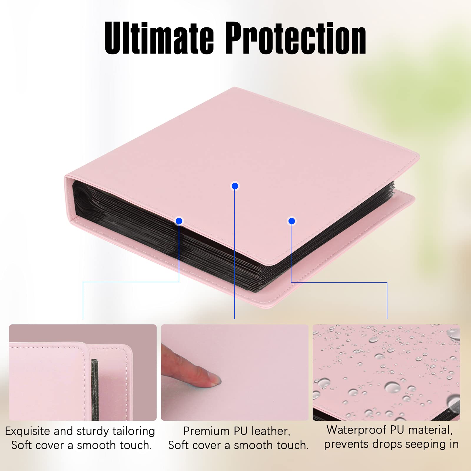 192 Pockets Photo Album For Fujifilm Instax Wide 300 Camera, Polaroid 600 I Type Film Album, Extra Large Picture Albums For Polaroid Now Onestep2 Onestep+ Instant Camera, Pop Lab Print Camera (Pink)