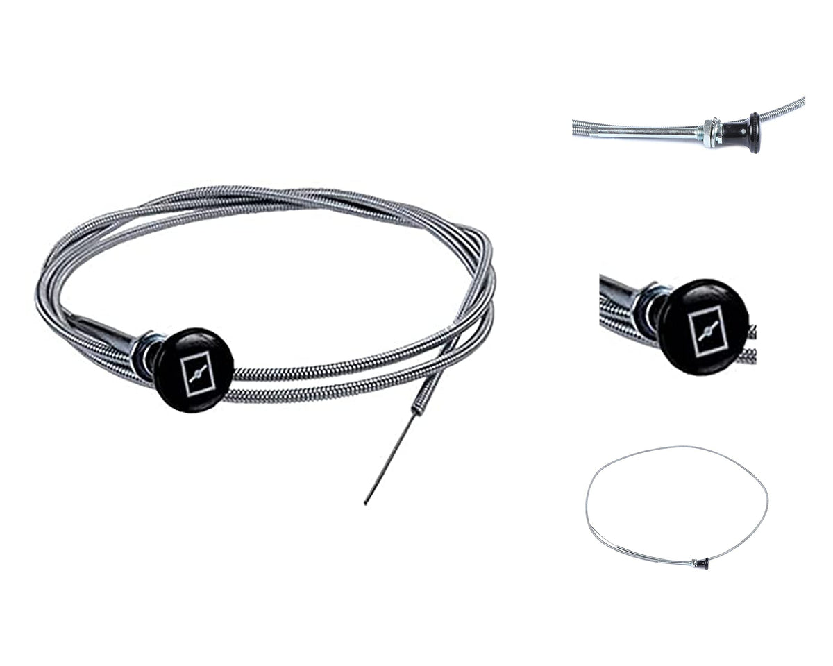 Virtionz 237 Rotary Universal Push Pull Choke Cable 63'' Inner 60'' Conduit (2 3/4'' Travel) Heavy Duty Outer Shealth Silver