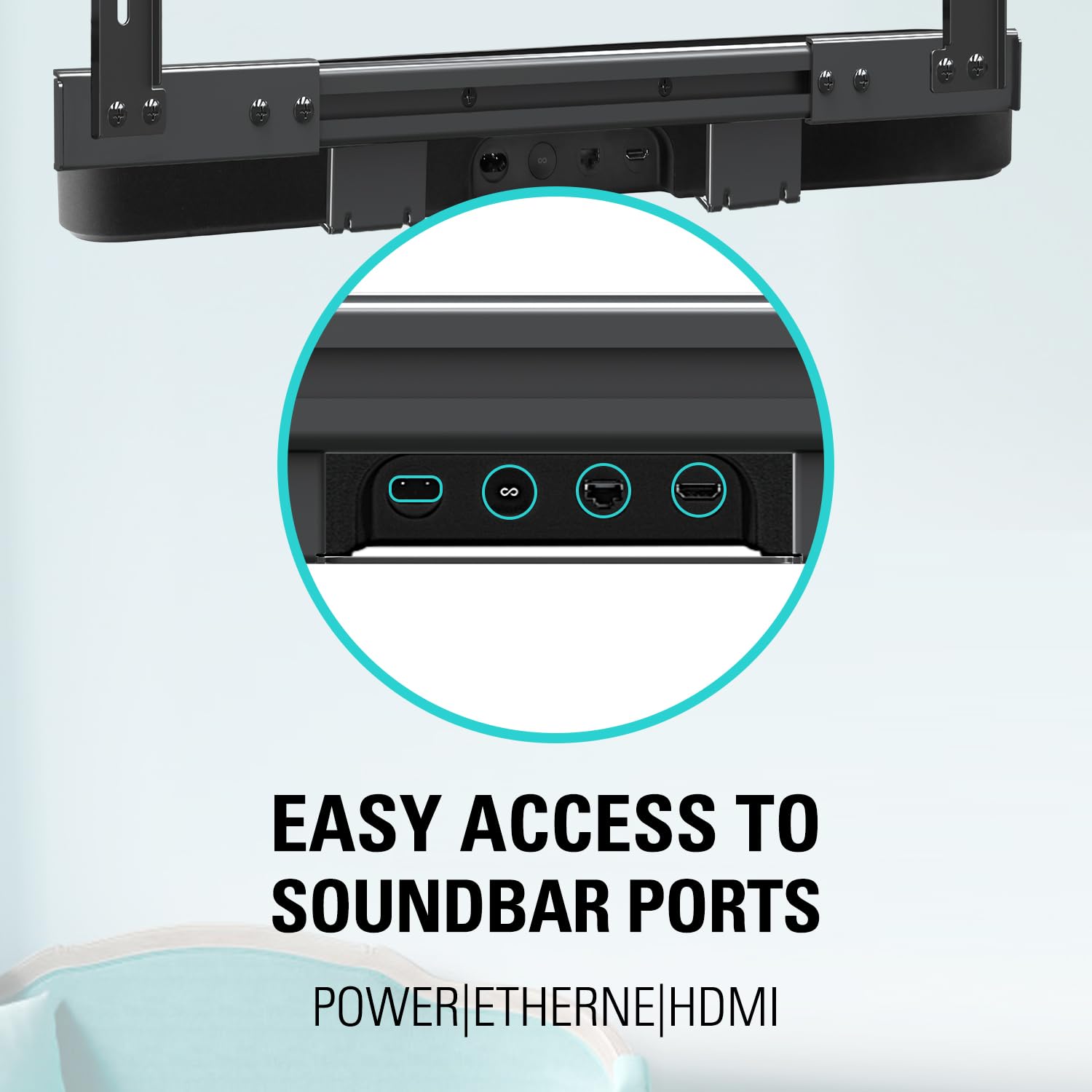 Mounting Dream Soundbar Mount With Easy Access Design For Sonos Beam, Soundbar Bracket With Sliding Block Fits Tv Up To Vesa 600