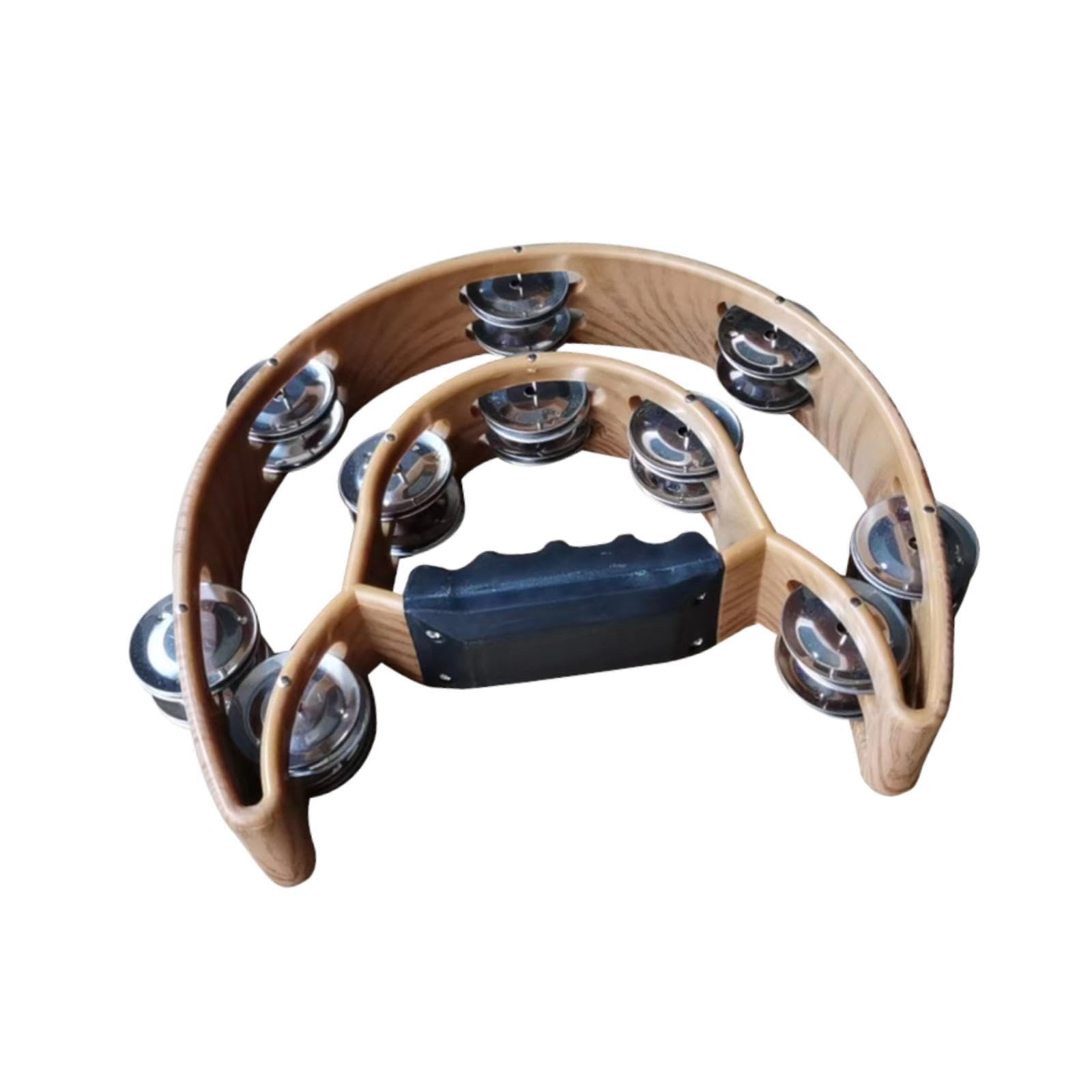 ATORSE Double Row Tambourine Half Moon Favors Hand Bell for Party Concert Beginners