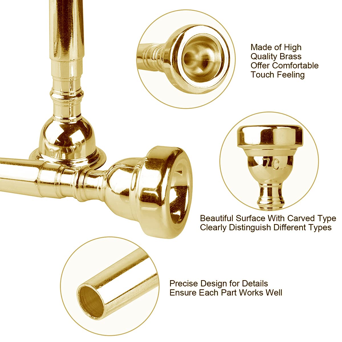 Gold Trumpet Mouthpiece 7C 5C 3C Trumpet Mouthpiece Set With Box Cleaning Cloth Compatible With Yamaha Bach Conn King Musical In