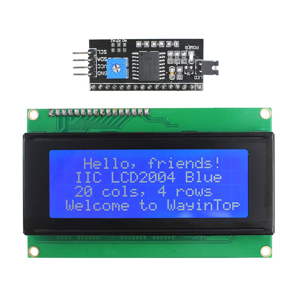 Wayintop 20X4 2004 Lcd Display Module With Iic/I2C/Twi Serial Interface Adapter (Blue/2004)