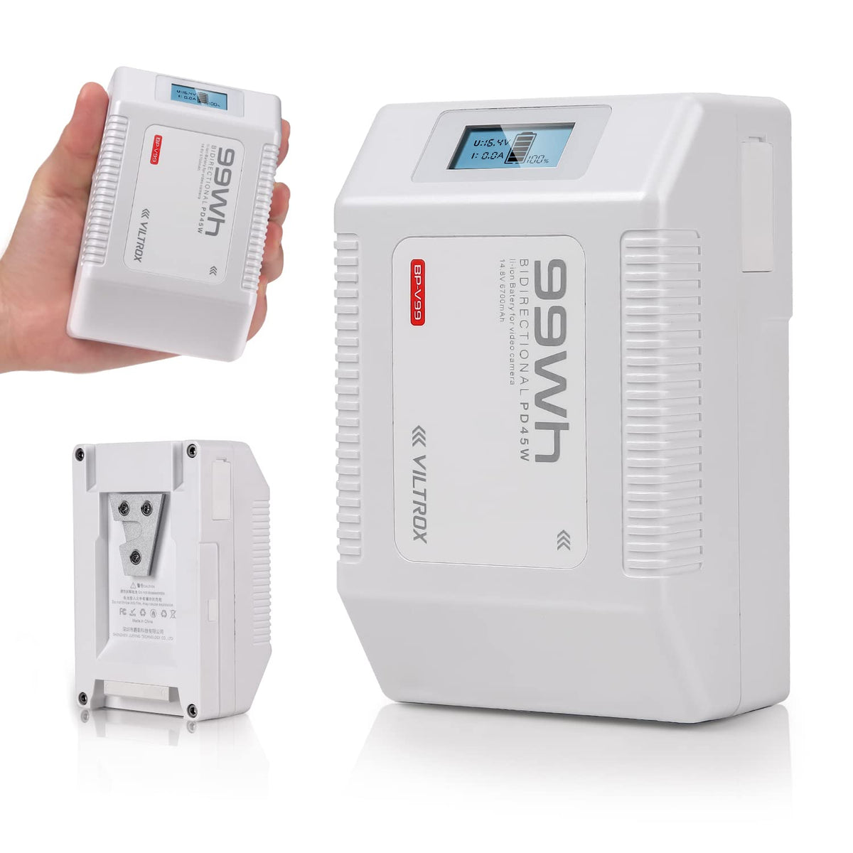 Viltrox V Mount Battery Bp V99, 99Wh Mini V Mount Battery (14.8V 6700Mah) With D Tap, Bp, Usb A, Oled Screen, Support 45W Pd Usb