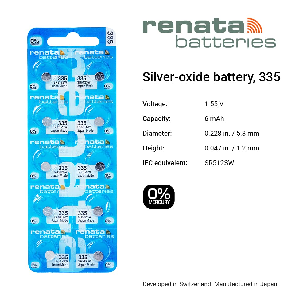 #335 Renata Watch Batteries 5Pcs