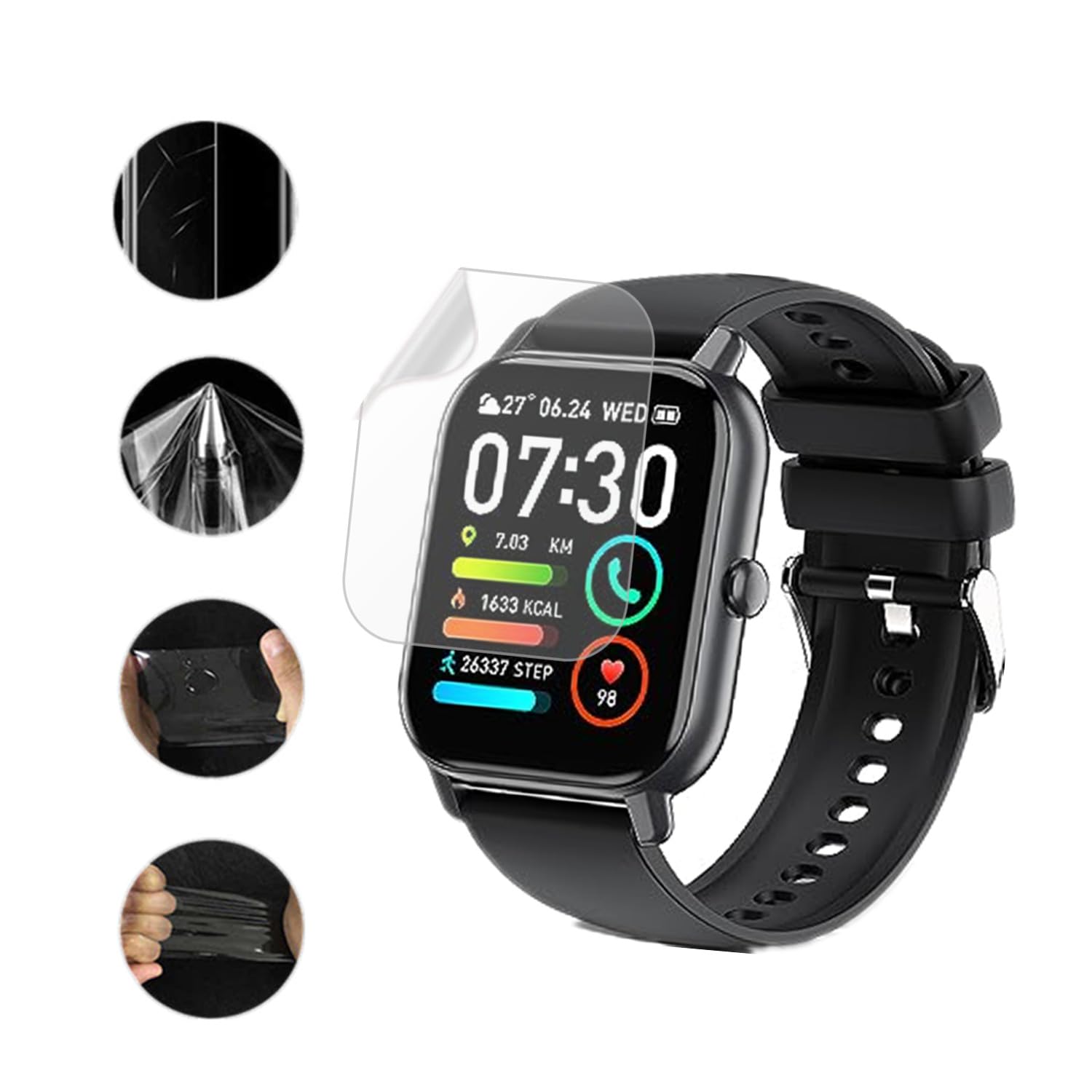 Aemus Compatible For Nerunsa P66D 1.85'' Smart Watch Screen Protector (6 Pack) Compatible For Aycy Mt65 Smartwatch Flexible Full