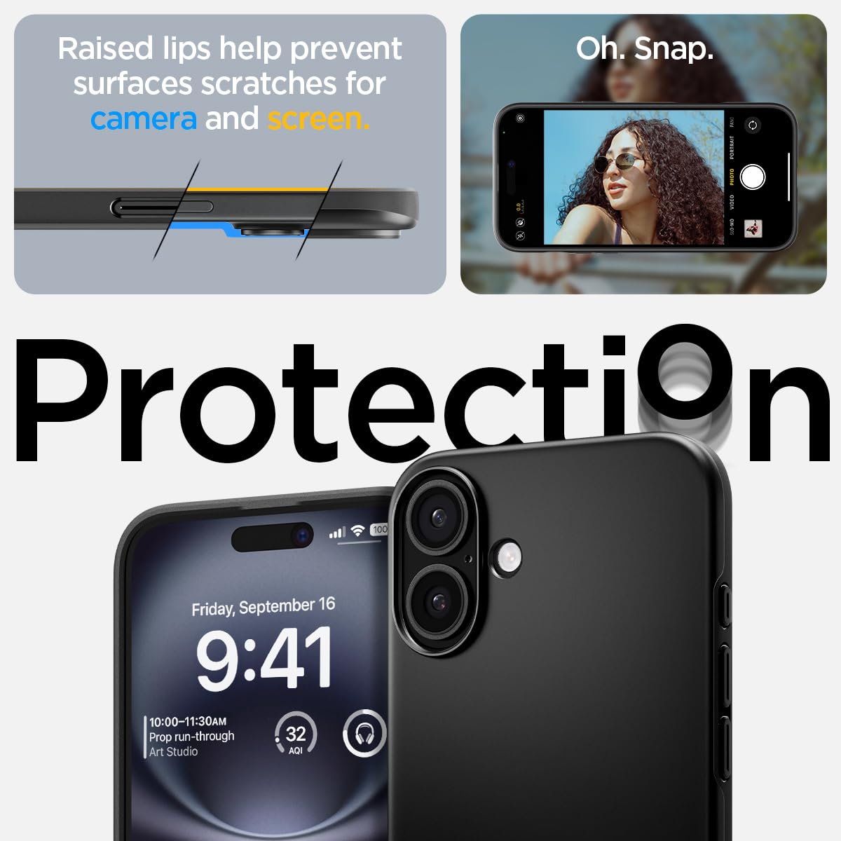 Spigen Thin Fit Magfit Designed For Iphone 16 Plus Case [Hard Shell] [Military Grade Protection] Compatible With Magsafe   Black