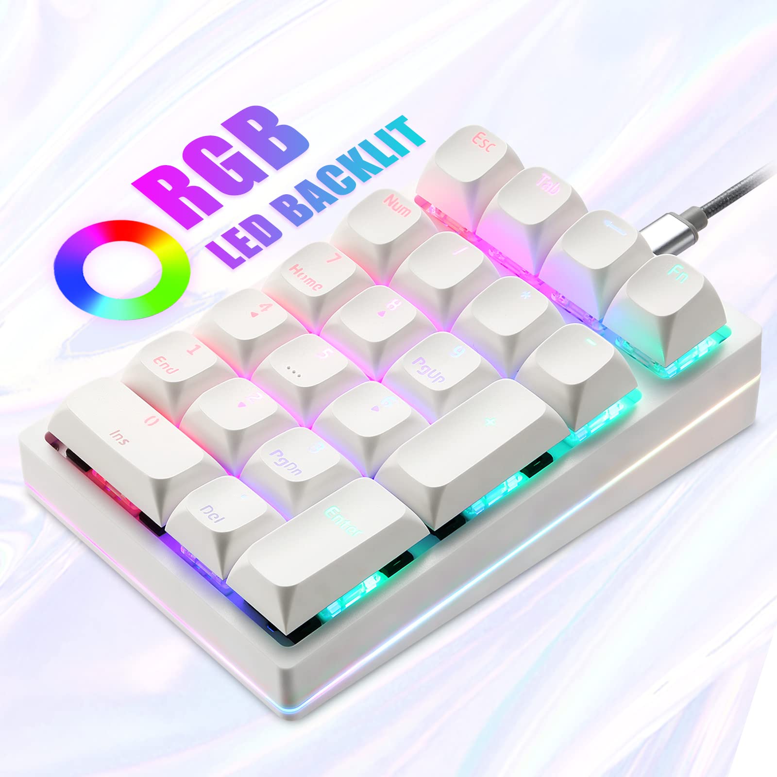 Motospeed Mechanical Numeric Keypad Hot Swap Gateron Switch Wired Gaming Keypad Rgb Backlit Pbt Keycap 21 Keys Mini Numpad Porta