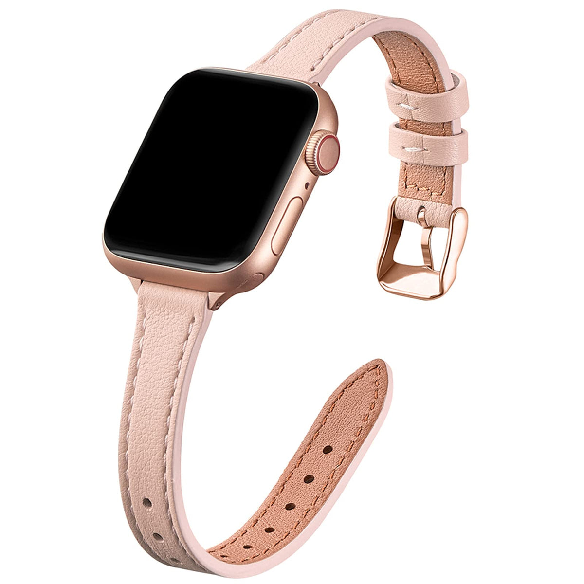 Stiroll Slim Leather Bands Compatible With Apple Watch Band 38Mm 40Mm 42Mm 44Mm, Top Grain Leather Watch Thin Wristband For Iwat