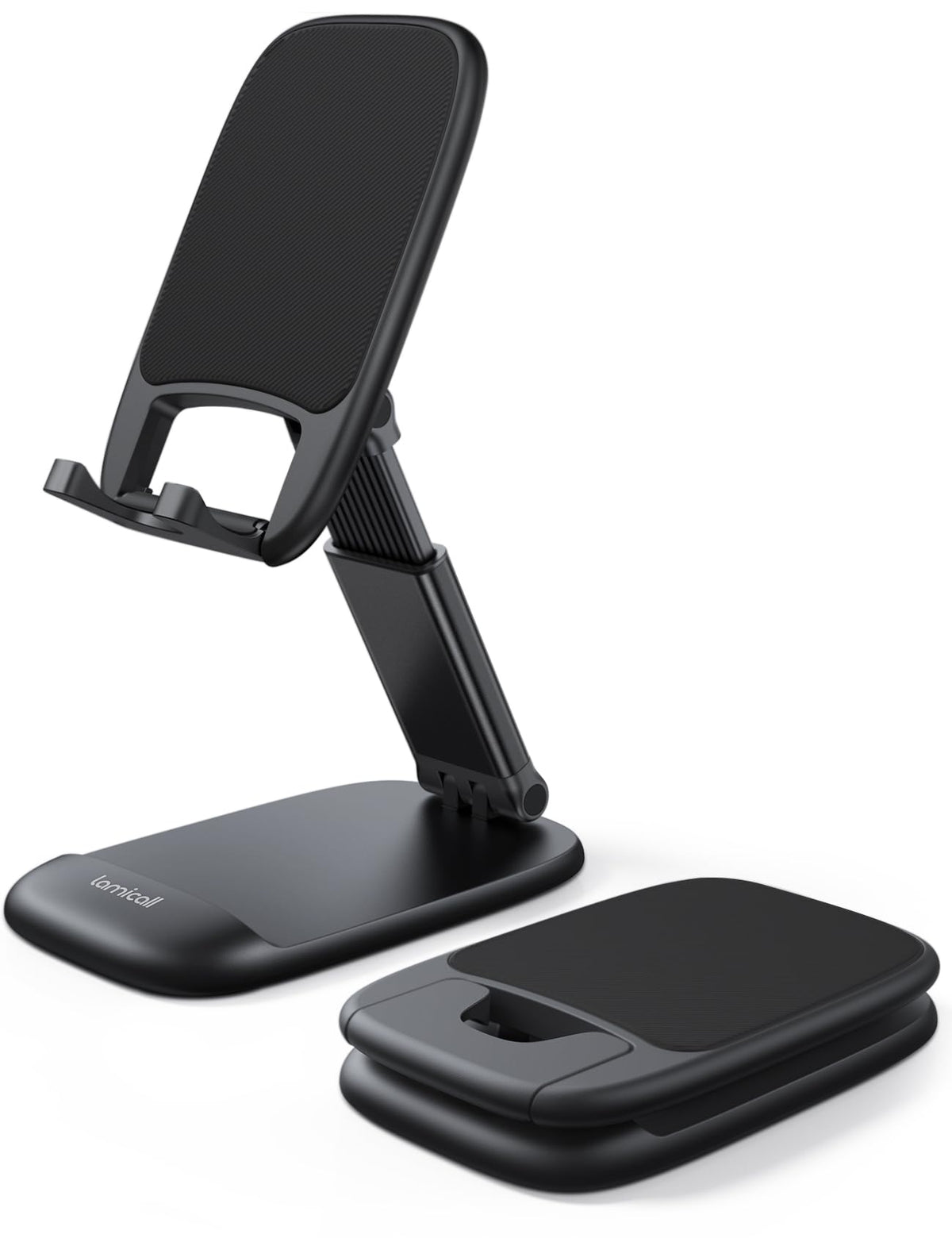 Lamicall Foldable Phone Stand for Desk   Height Adjustable Cell Phone Holder Portable Cellphone Cradle Desktop Dock Compatible with iPhone 15 14 13 Pro Max Mini, 12 11 XR X 8 7 6 Plus SE, Smartphone