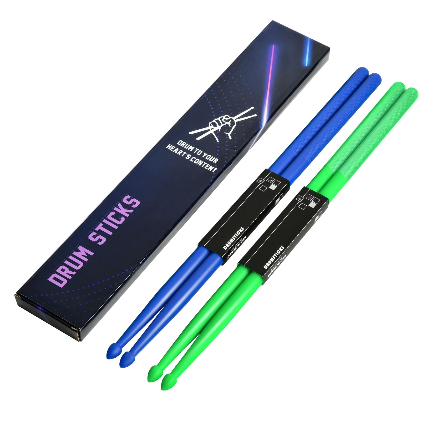 Oieton 2 Pairs Of 5A Nylon Drum Sticks, Plastic Drum Sticks With Non Slip Handles For Kids Adults Electronic Drums Exercise Inst