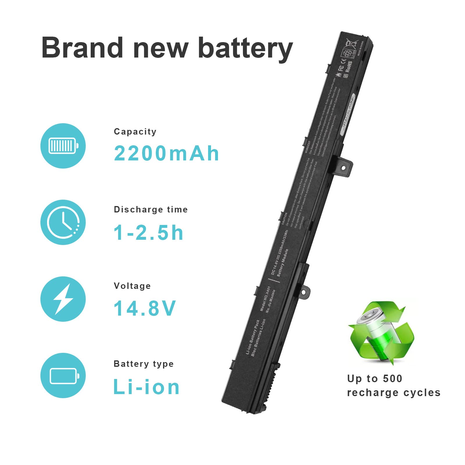 Fancy Buying Laptop Battery For Asus X551M X551 X551C X551Ca X551Ma X451 X451C Series A41 D550 0B110 00250100 A31N1319 A41N1308