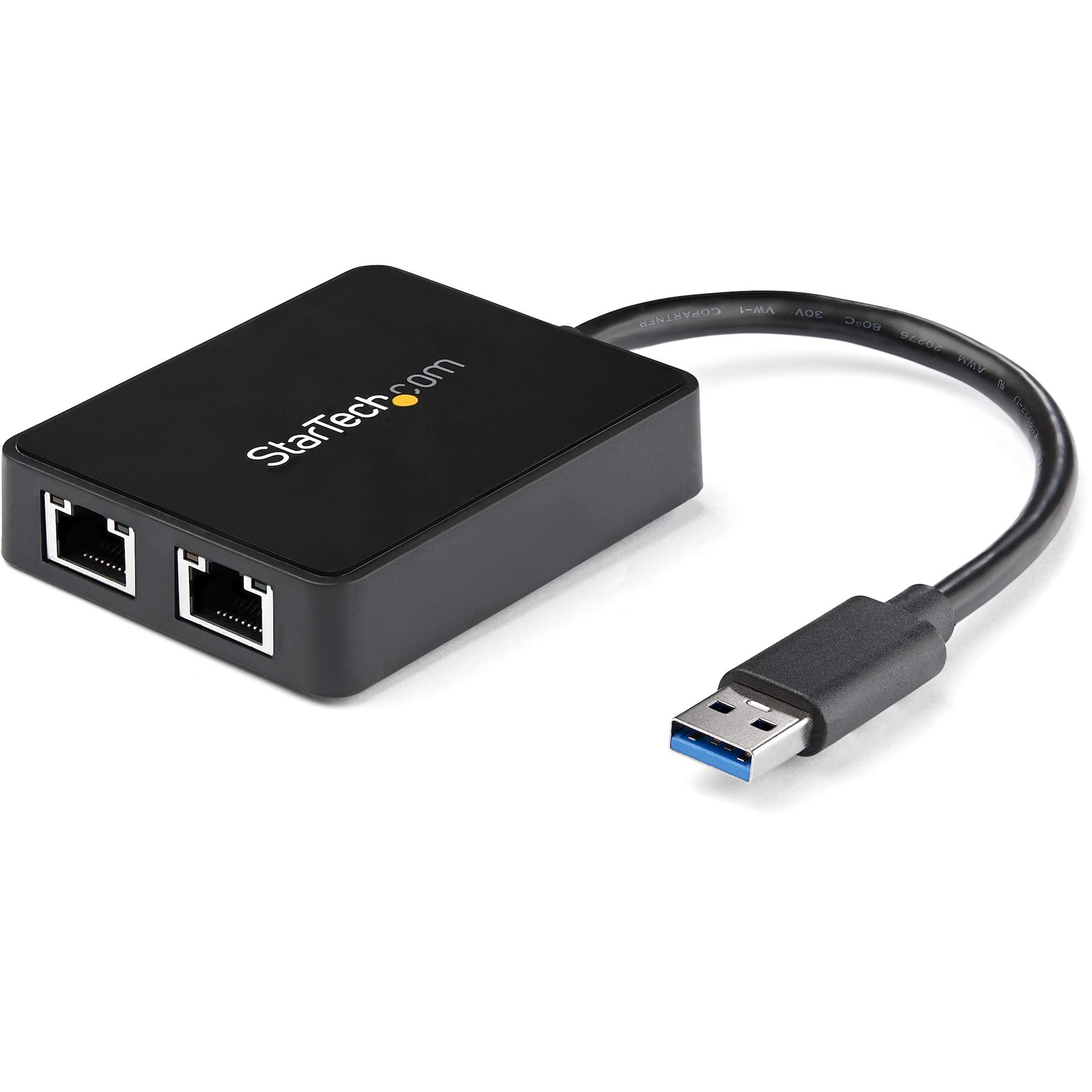 Startech.Com Usb 3.0 To Dual Port Gigabit Ethernet Adapter W/Usb Port   10/100/100   Usb Gigabit Lan Network Nic Adapter (Usb320