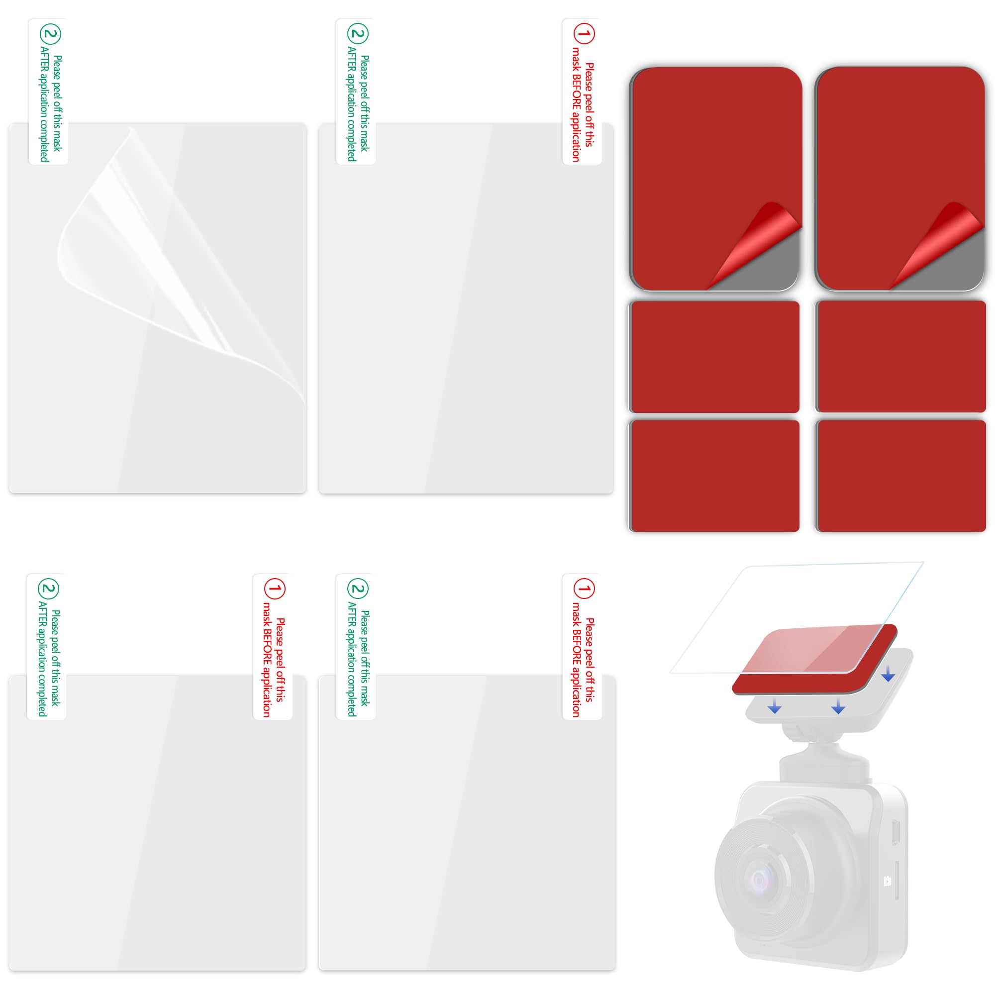 Car Windshield Electrostatic Film And Double Sided Sticker Adhesive Pad For Mounting Dash Cam, Camera, Windshield Sticker Applicator Car Decals Sticky Pad