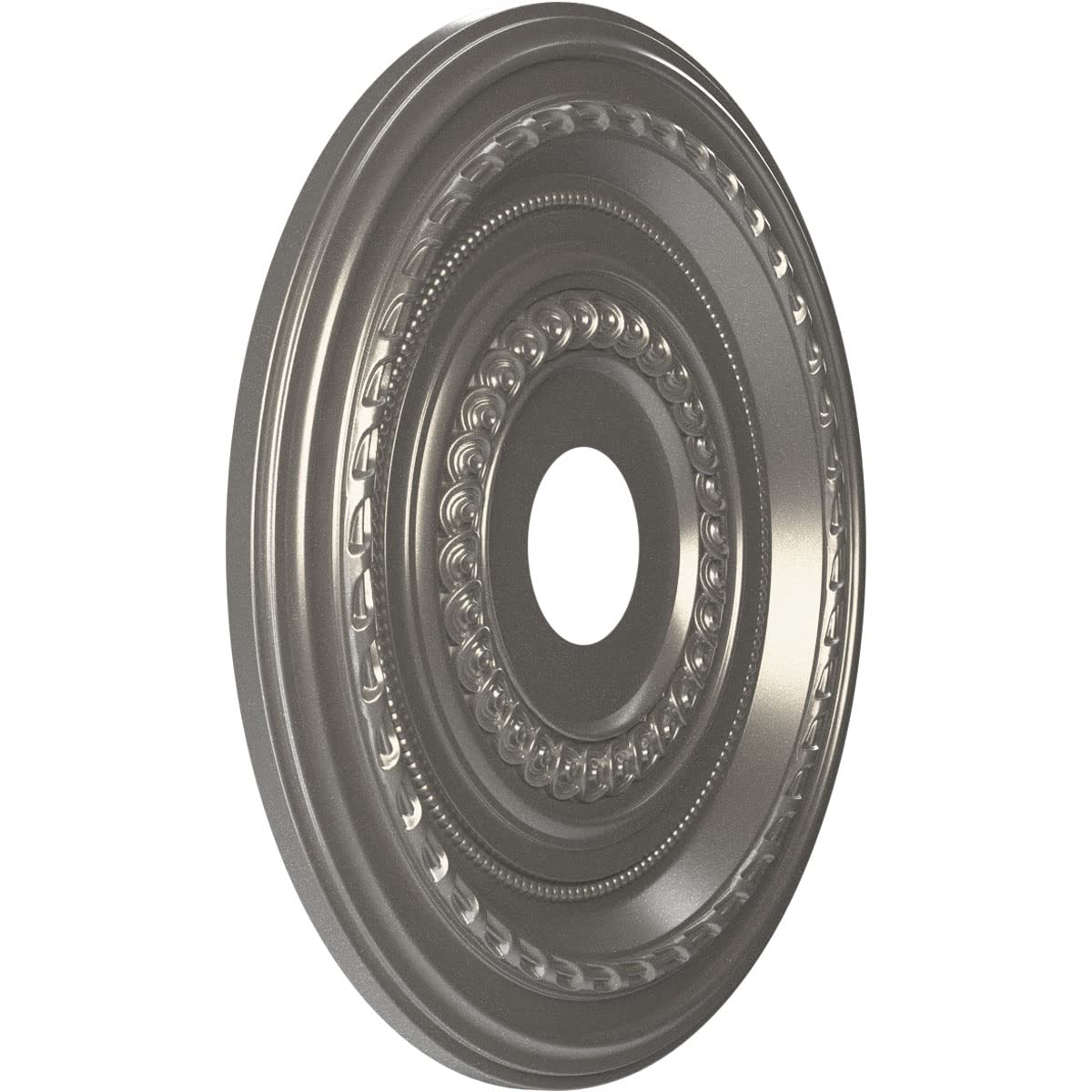 Ekena Millwork 19Od X 3 1/2Id X 1P Cole Thermoformed Pvc Ceiling Medallion (Fits Canopies Up To 5 1/8), Aged Dark Steel