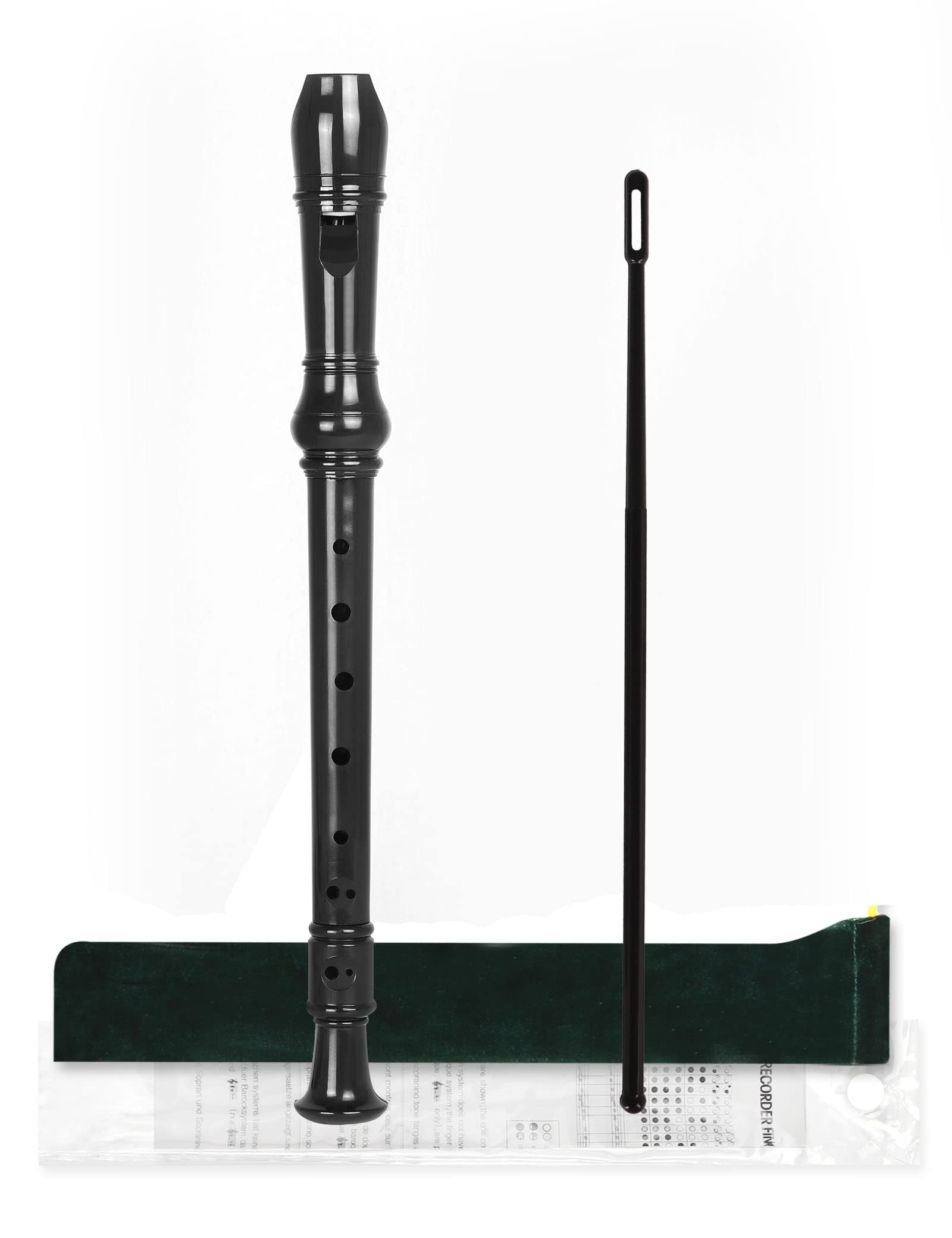 Mr.Power Soprano Recorder for Beginners School Students German Style C Key 8 Holes 3 Piece Instrument with Cleaning Rod, Thumb R