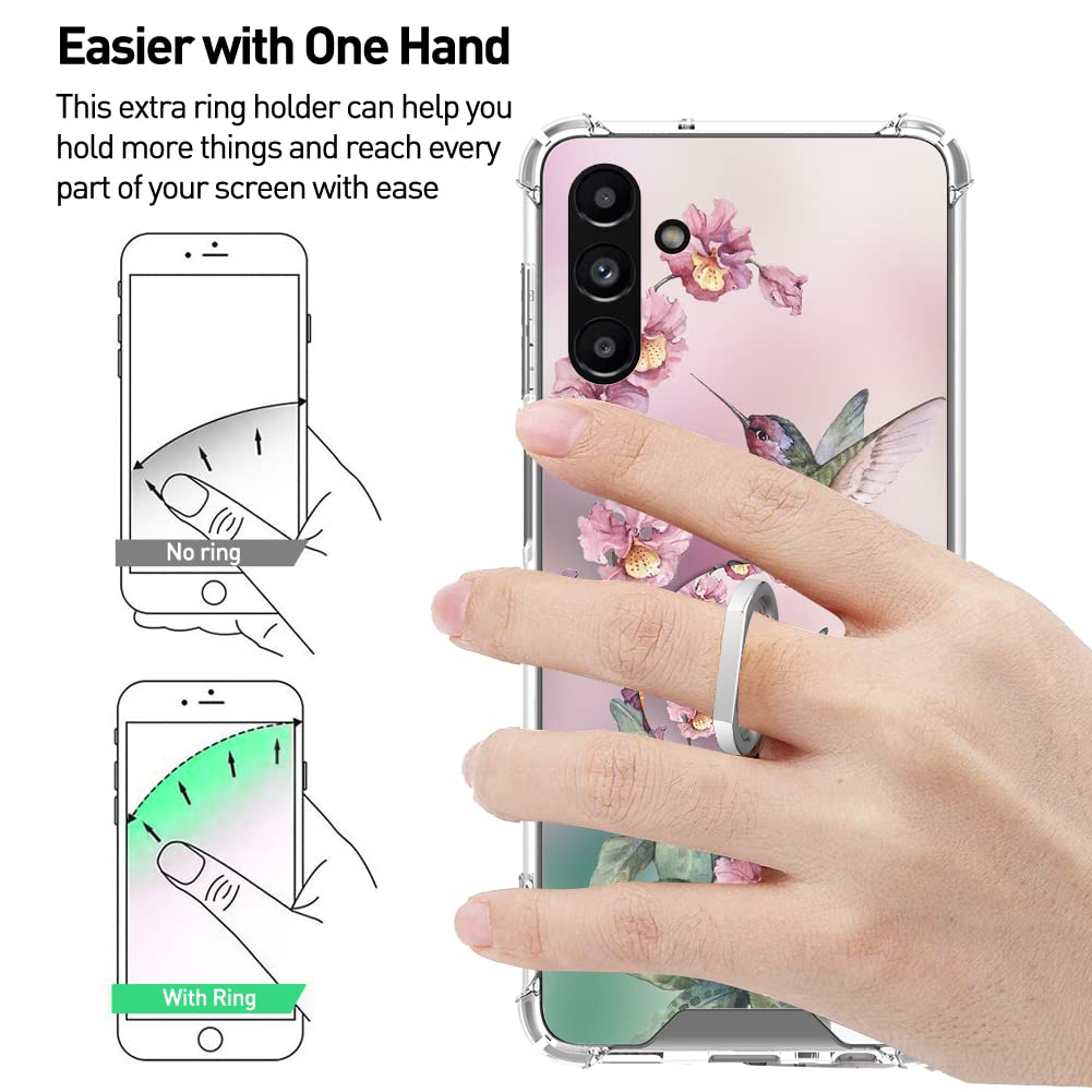 Ook Clear Case Compatible With Samsung Galaxy A13 5G, Pink Hummingbird Pattern Flexible Tpu Shockproof Anti Scratch Bumper Trans