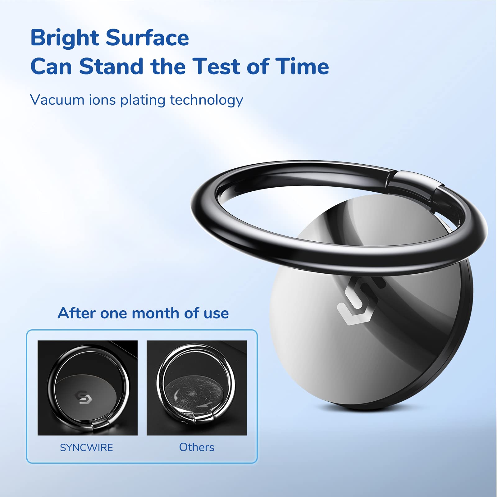 Syncwire Cell Phone Ring Holder Stand, 360 Degree Rotation Universal Finger Ring Kickstand With Polished Metal Phone Grip For Ma