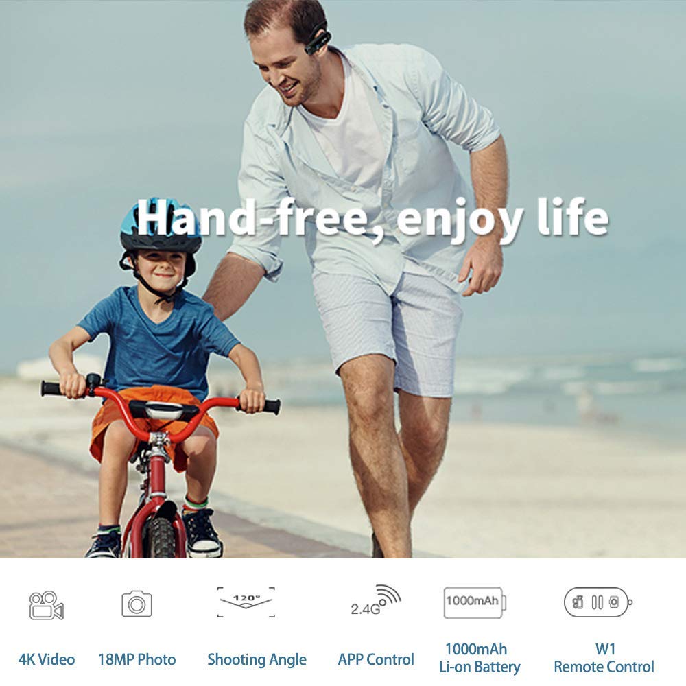 Ordro Camcorder 4K Head Mounted Camera Ep6 Wearable Video Camera Fhd 1080P 60Fps Vlog Camera Recorder Wifi Hands Off Camera Webcam (32Gb Microsdhc U1 Memory Card Included)