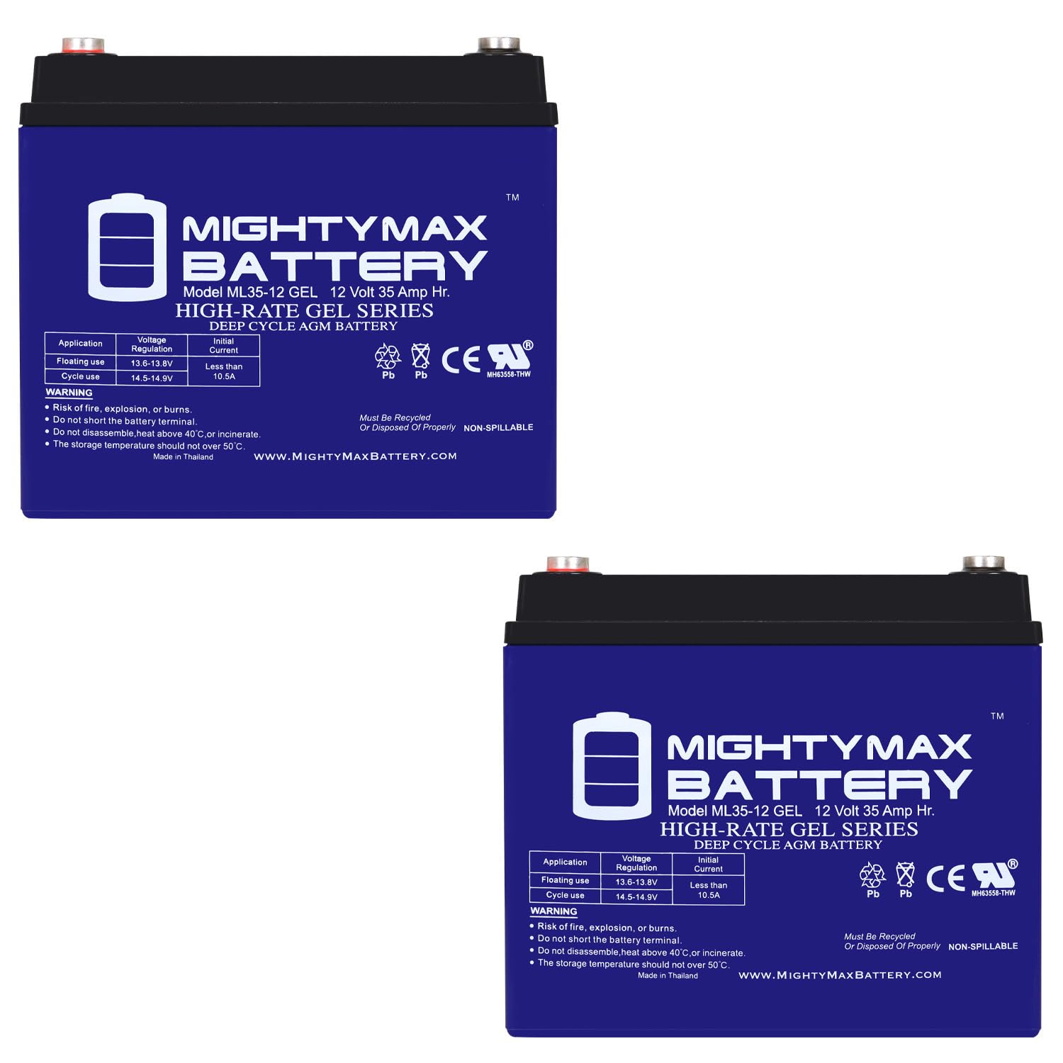 Mighty Max Battery 12V 35Ah Gel Battery Replacement For Deka 8Gu1 2 Pack Brand Product