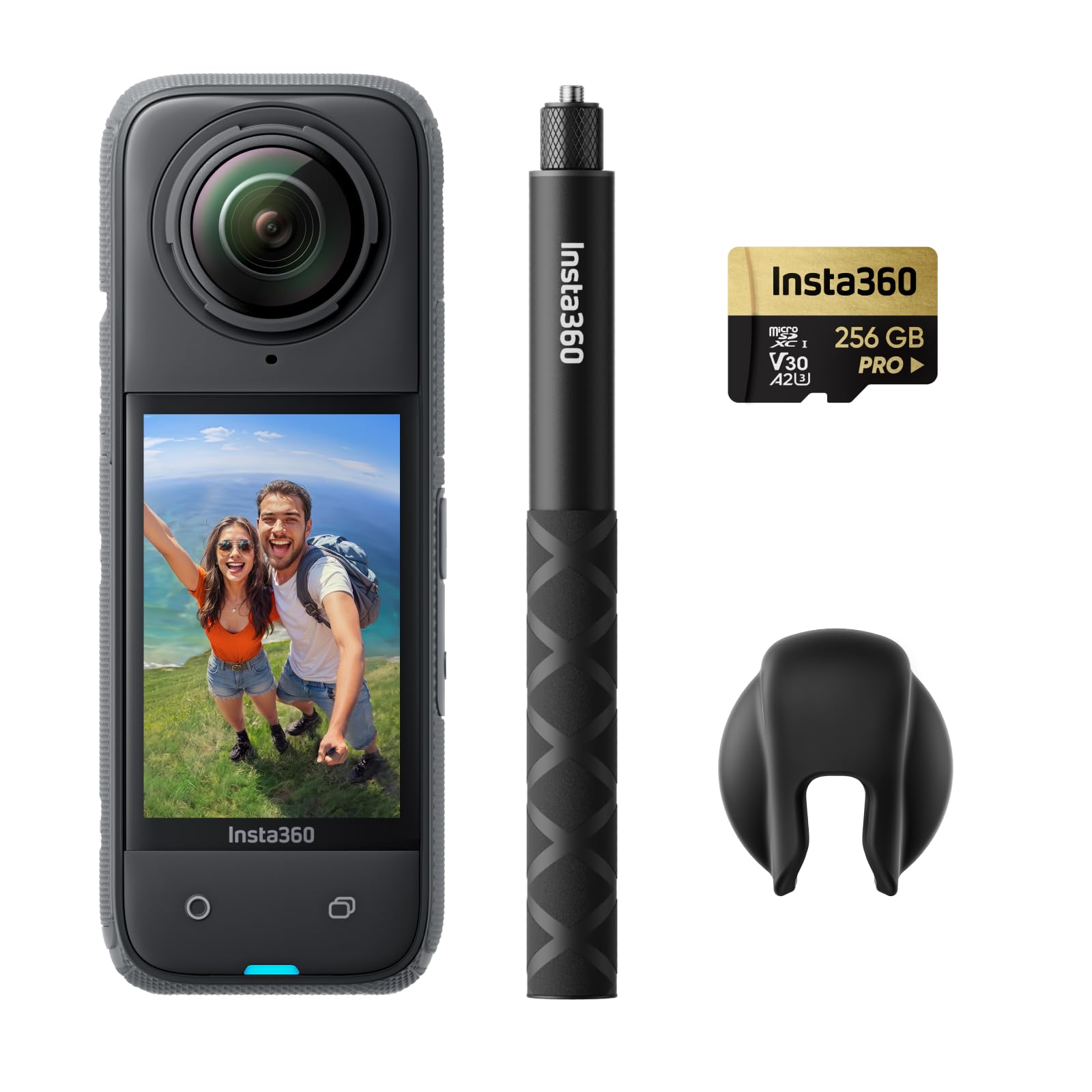 Insta360 X4 Get-Set Bundle - 8K Waterproof 360 Action Camera, 4K Wide-Angle Video, Invisible Selfie Stick, Removable Lens Guards