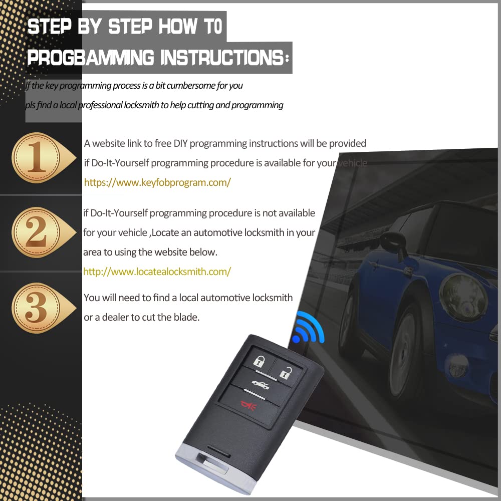 Keyecu Smart Key Fob Replacement 4 Button For Chevrolet Corvette 2008 2013,Fcc Id M3N5Wy7777A,P/N:25926479 25926480