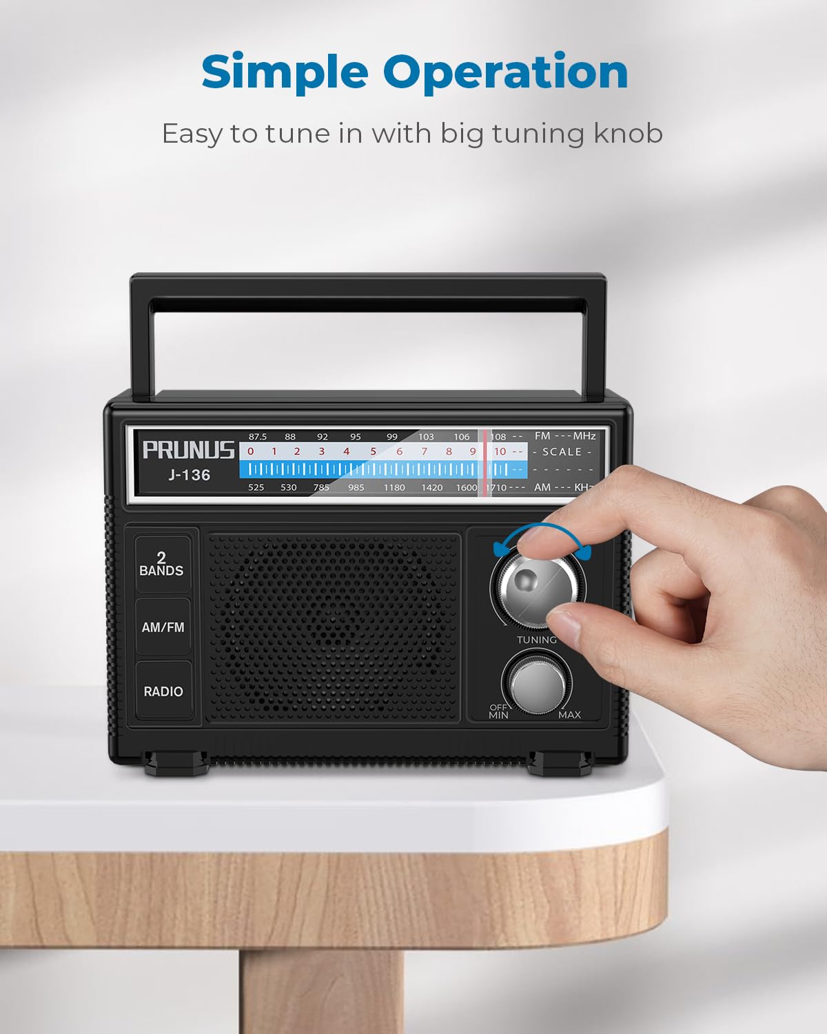 Prunus Portable Am Fm Radio With Best Reception,D Battery Operated Or Plug In Wall, Transistor Radio,Loud Speaker Support Aux In And Micphone In, Small Radios Portable Am Fm J 136
