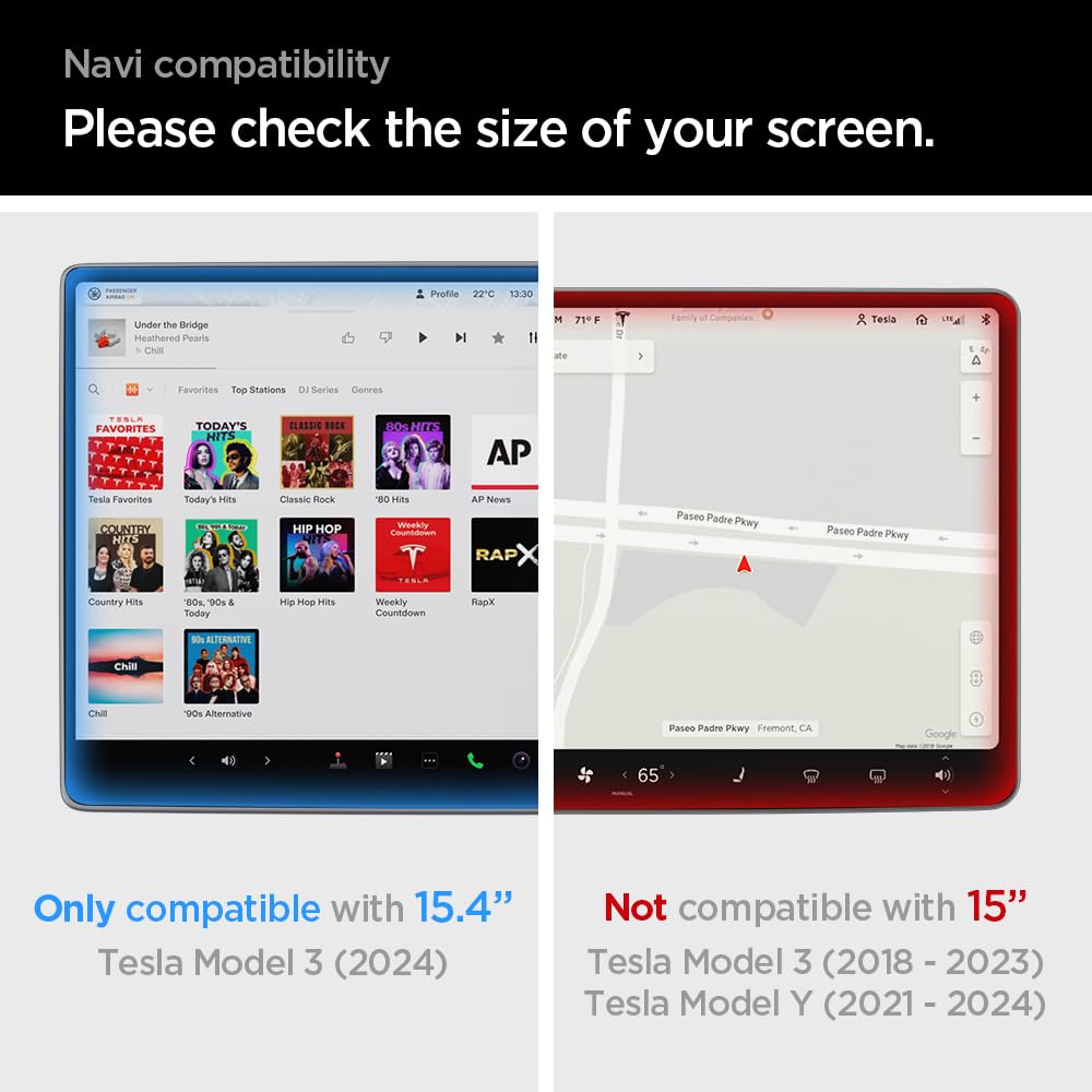Spigen Tempered Glass Screen Protector [Glastr Ez Fit] Designed For Tesla Model 3(2024/2025), New Model Y (Juniper) 15.4' Dashboard Touchscreen   Matte/Anti Glare/Anti Finger Print