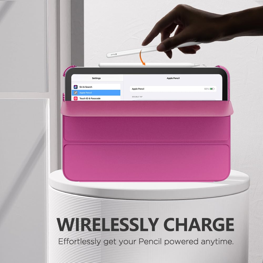 MoKo for iPad Mini 7 (A17 Pro) Case 2024,iPad Mini 6 Case 2021,8.3 inch iPad Mini 7th/6th Generation Case,Slim Lightweight Hard Back Shell Stand Cover for iPad Mini 2024 with Touch ID, Raspberry