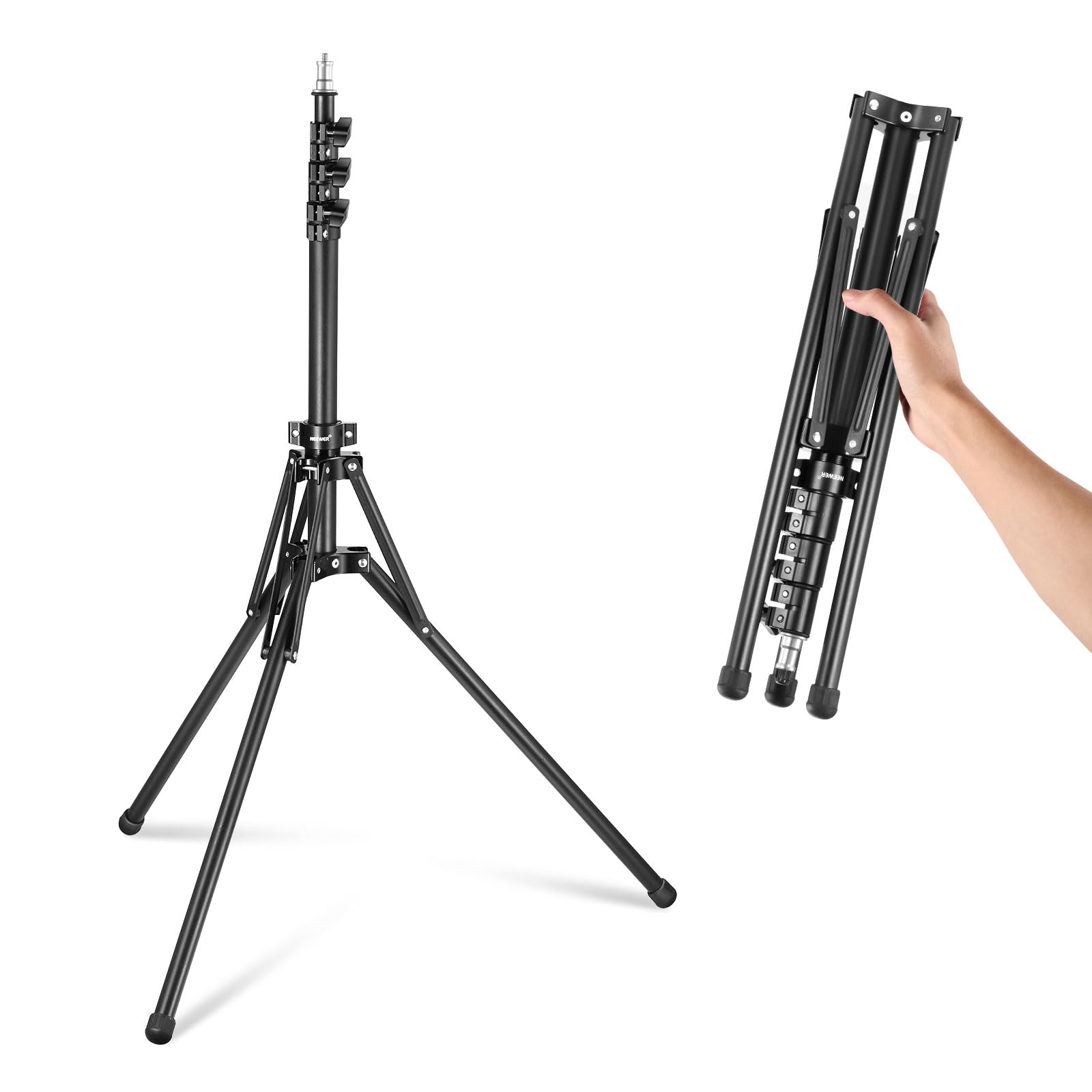 NEEWER Light Stand All Metal with 180 Reversible Legs, 70/178cm Portable Travel Tripod Stand 1/4 Screw & 5/8 Stud for Indoor Out