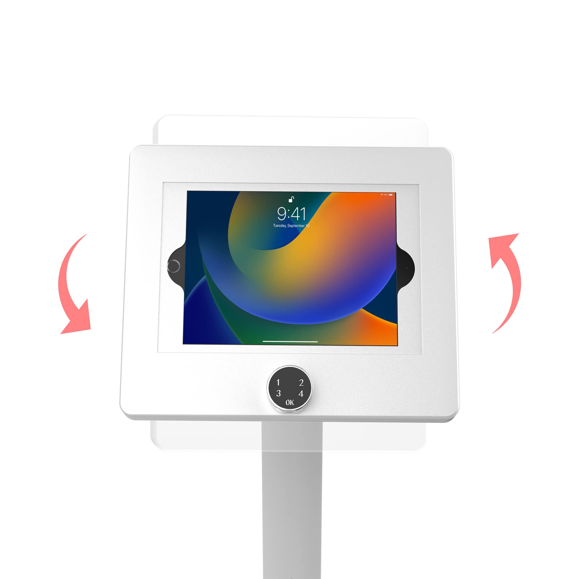 Thin Floor Stand - Cta Tall Standing 360 Degree Kiosk Display Tablet Holder - Secure Digital Lock - Ipad Gen 7-10 & Most 7.9-11