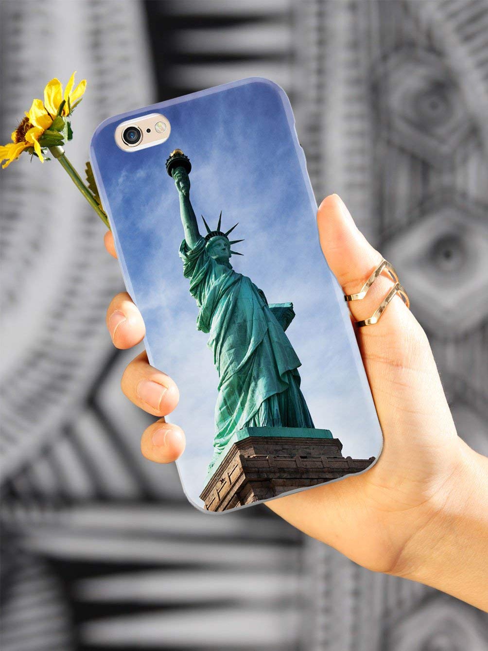 Inspired Cases 3D Textured Protective iPhone 8 Plus Phone Case Rubber Bumper Statue of Liberty Multi