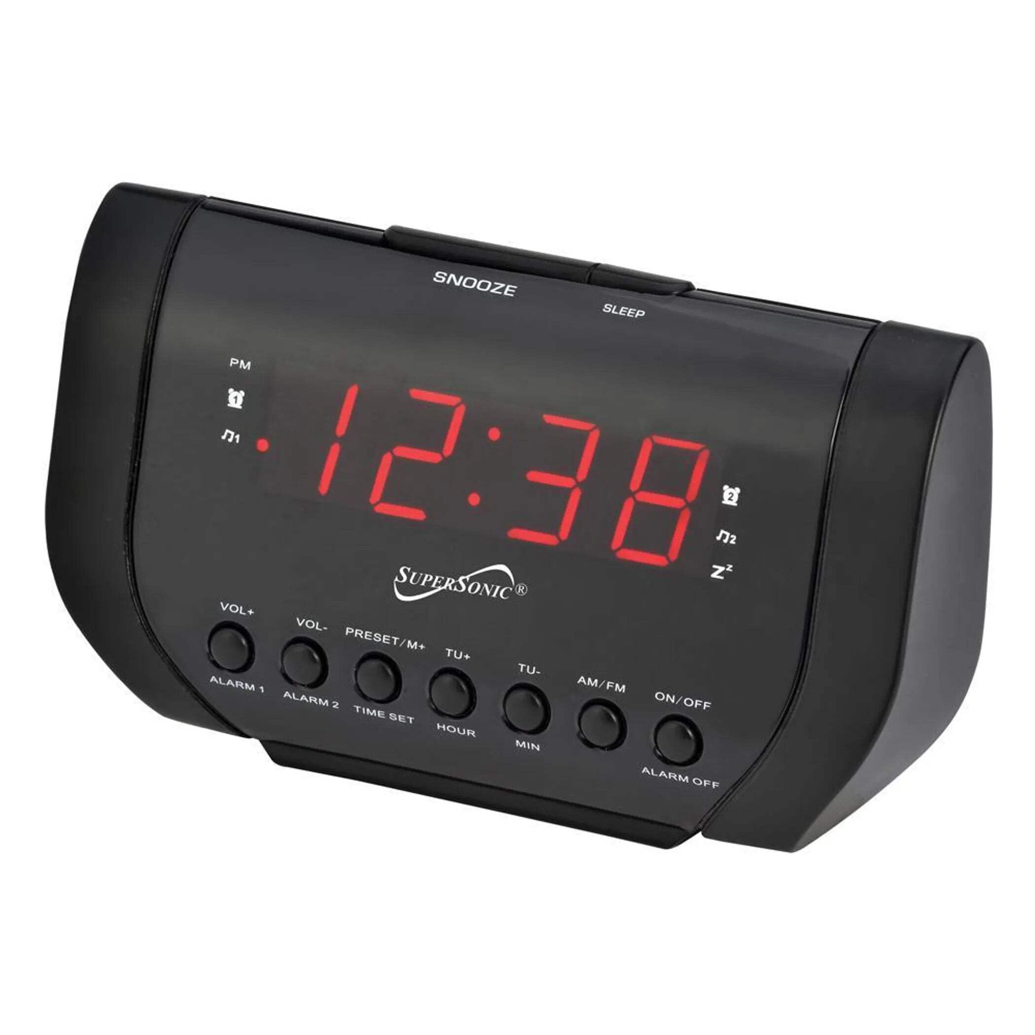 Supersonic SC-383U Dual Alarm Clock Radio with USB Charging Port