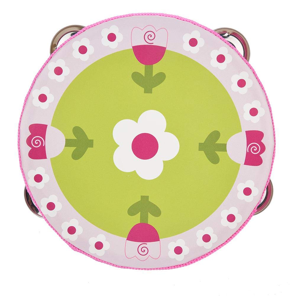 15cm Wood Handheld Tambourine Metal Jingles Hand Held Percussion Drum for Kids Dance Song Gifts(3#)
