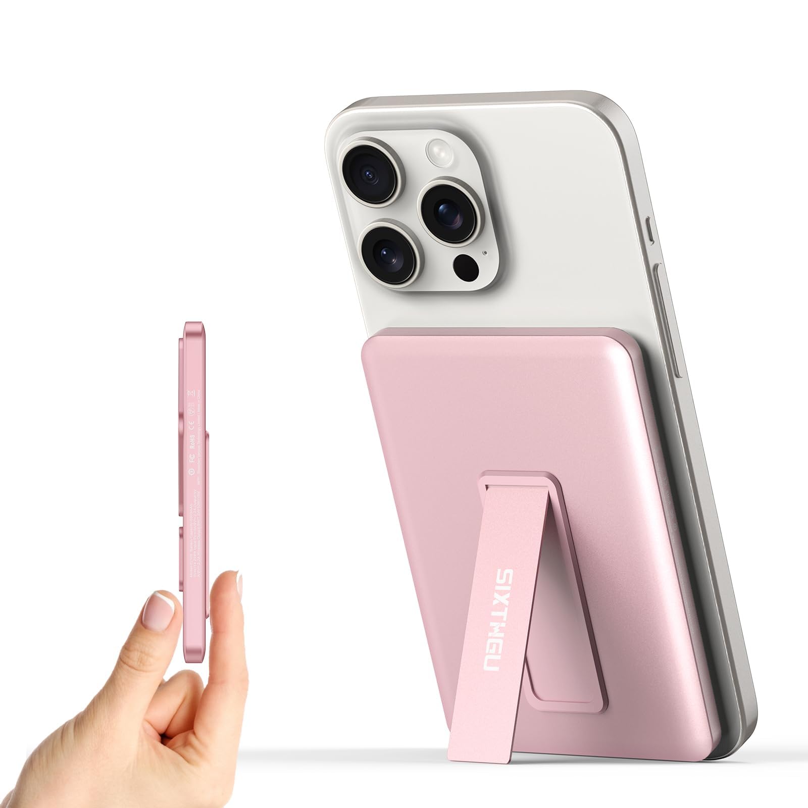 SIXTHGU Magnetic Slim Portable Charger with Stand, 5000mAh Wireless Power Bank, S05 PD 22.5W Fast Charging USBC Battery Pack, P