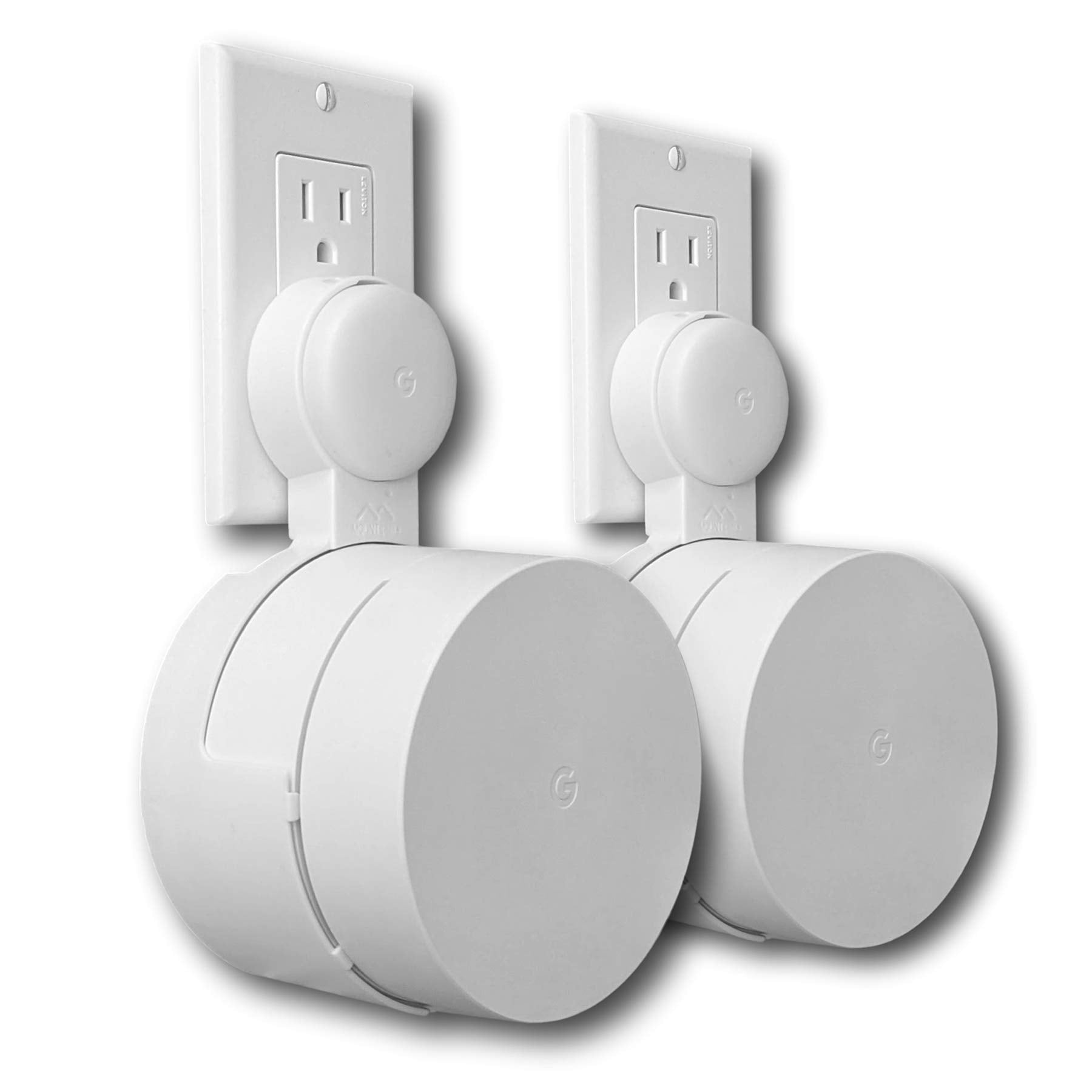 Google Wifi Outlet Holder Mount: [New 2020 � Present Version � Round Plug] The Simplest Wall Mount Holder Stand Bracket For Google Wifi Routers And Beacons   No Messy Screws! (2 Pack)