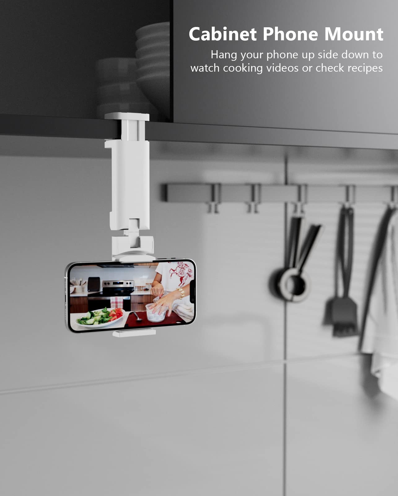 Miikare Airplane Phone Holder, Universal Handsfree Mount With 360 Rotation, Travel Accessory For Airplane, Desk & Table - White