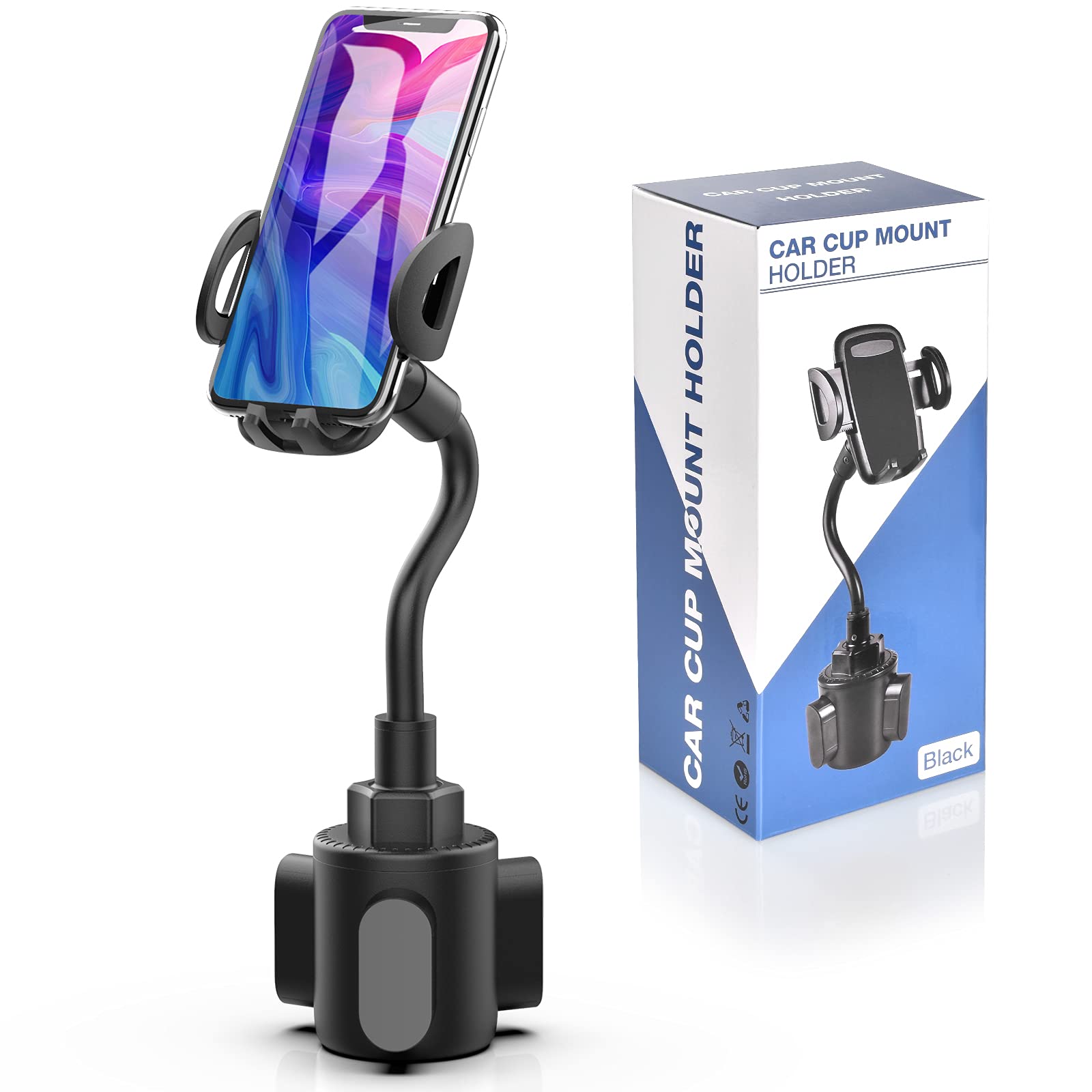 Bokilino Cup Car Phone Holder For Car, Car Cup Holder Phone Mount, Universal Adjustable Gooseneck Cup Holder Cradle Car Mount Fo