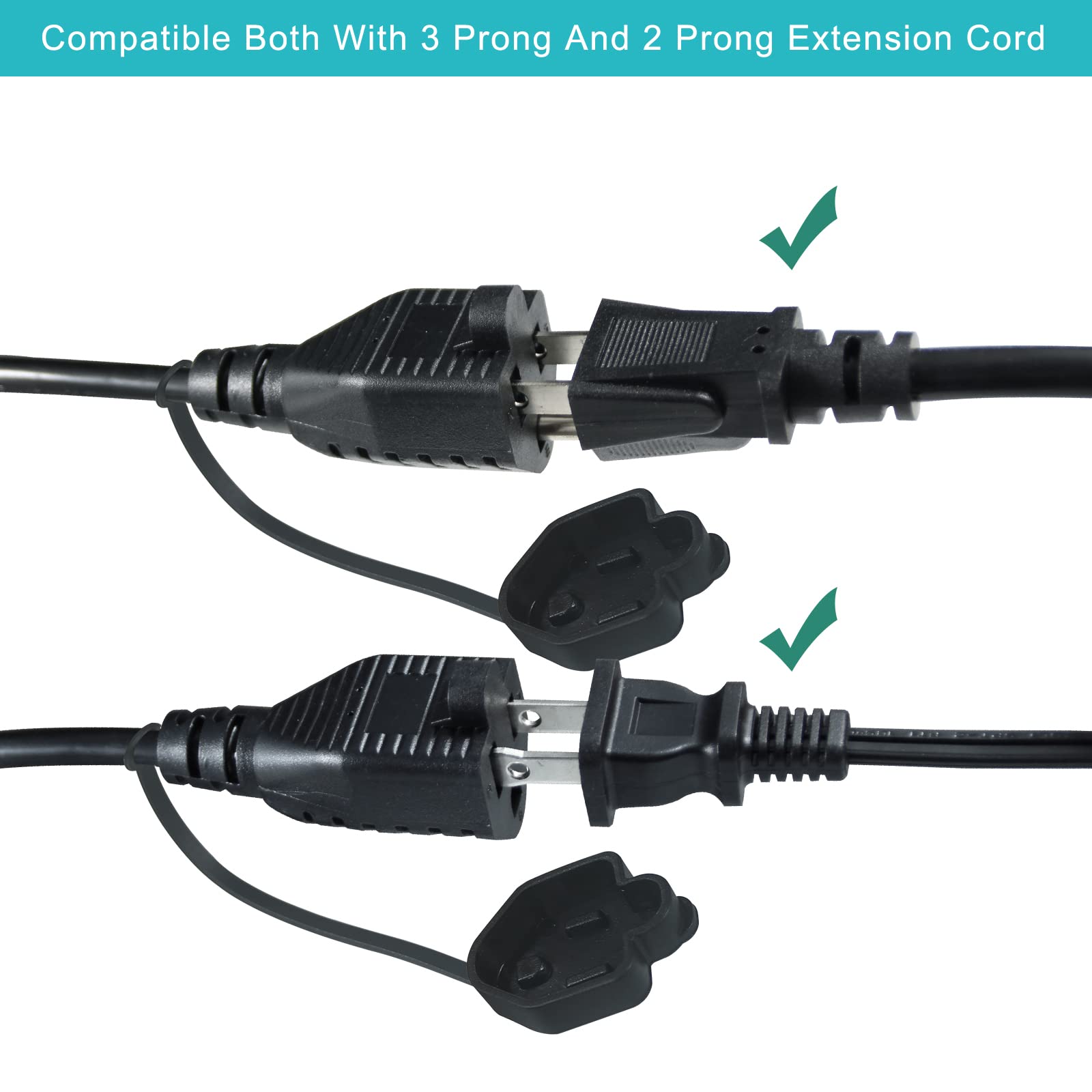 1.5Ft Power Extension Cord 4 Way Splitter  1 To 4 Splitter Outlet Power Cable Black Svt 16 Awg Indoor 3 Prong Extension Cord, 4