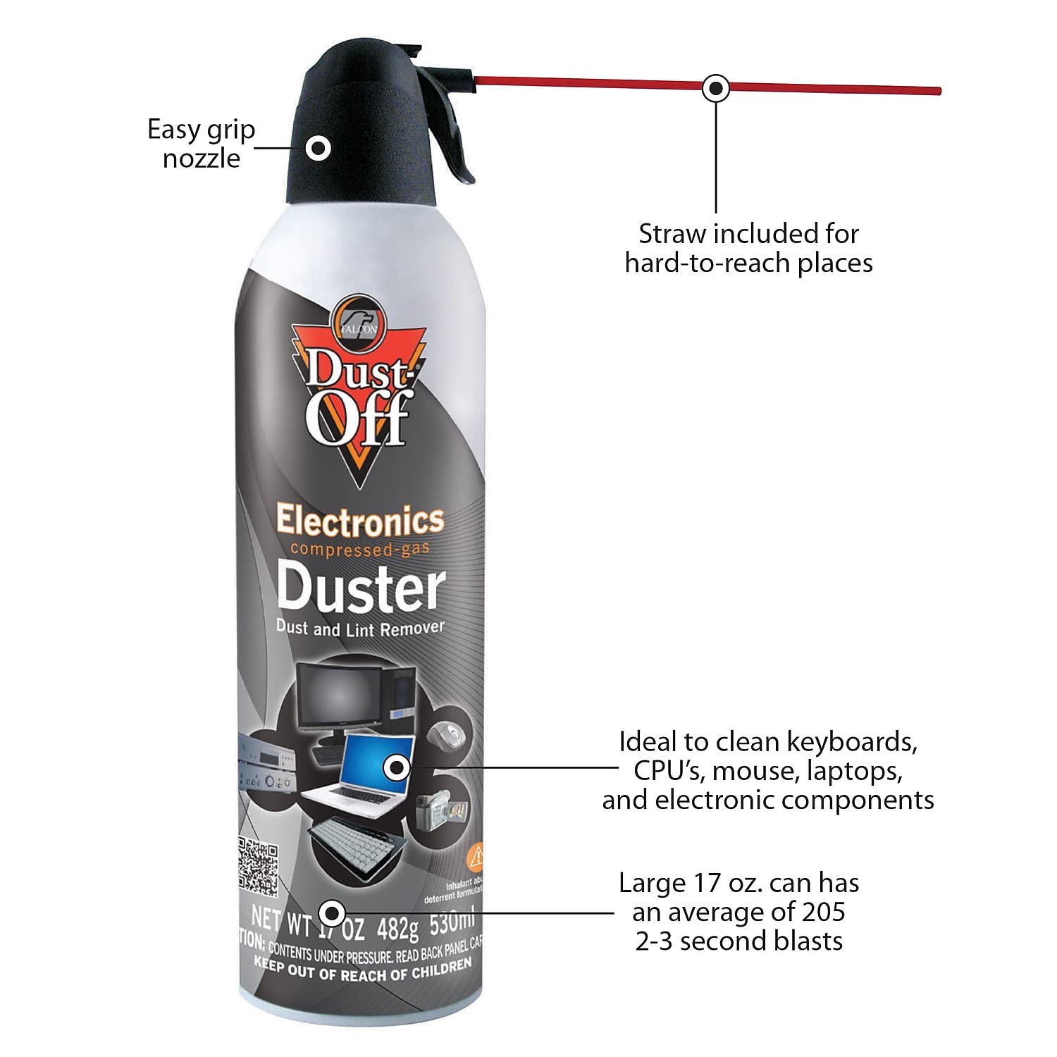 Dust Off Disposable Compressed Air Duster, 17 Oz Can, 2/Pack