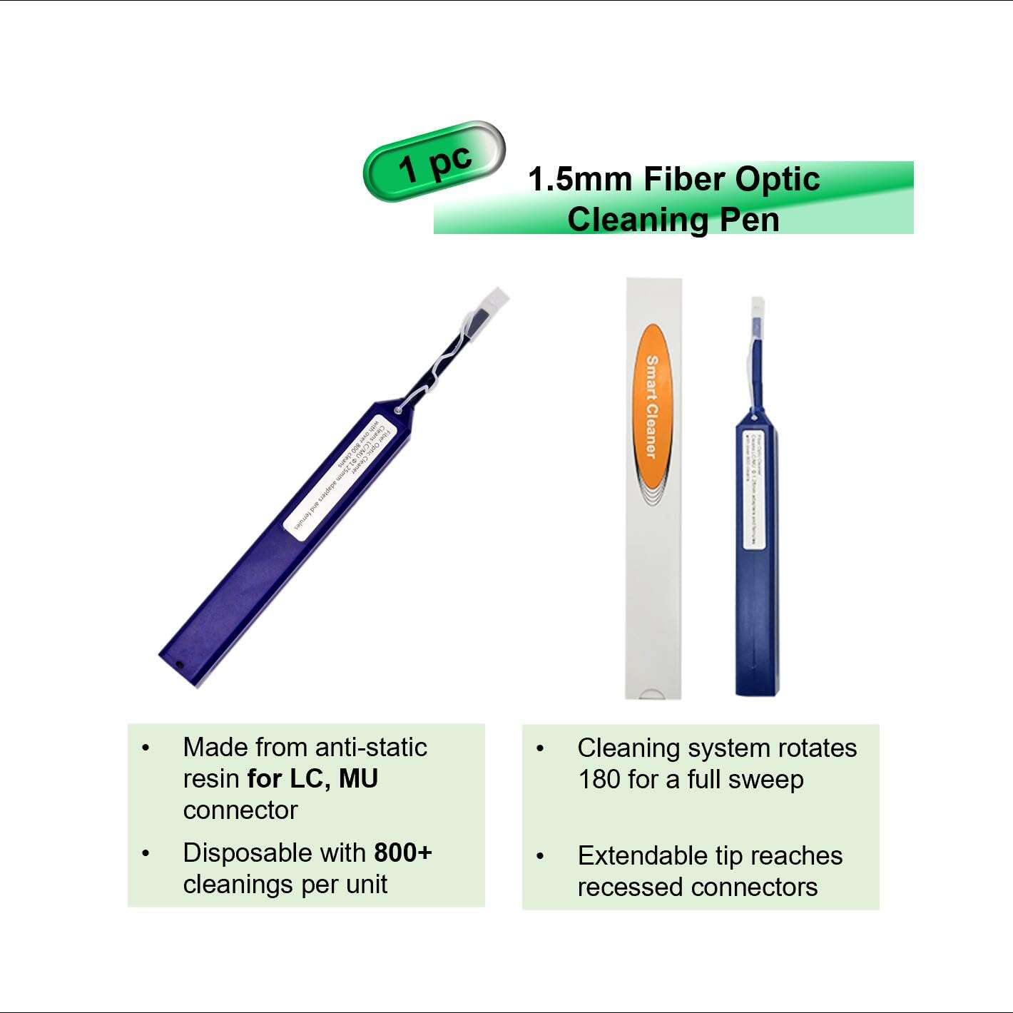 Qiirun Fiber Optic Cleaning Kit Ftth Optical Fiber Cleaner Tools With Fiber Cleaning Cassette For Fc Sc St Lc Mu Connectors, 1.2