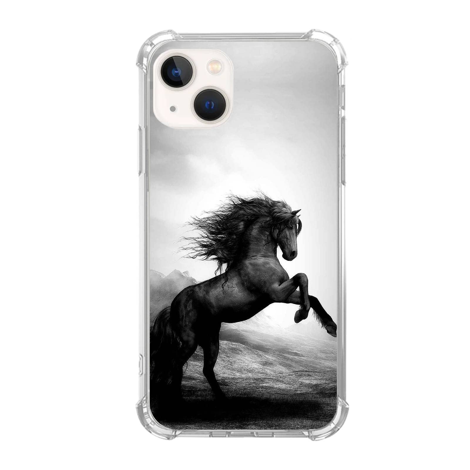 Black Horse Phone Case Compatible With Iphone 15, Cool Exquisite Horse Case For Iphone 15, Unique Trendy Tpu Bumper Protective C