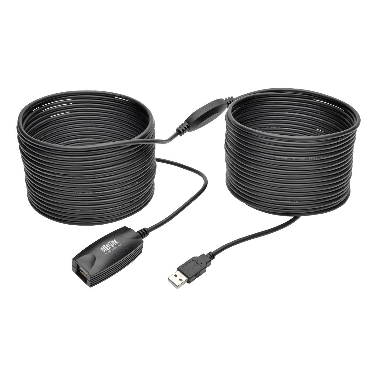 Tripp Lite 15M Usb 2.0 Hi Speed Active Extension Repeater Cable Usb A M/F 49Ft (U026 15M), Black