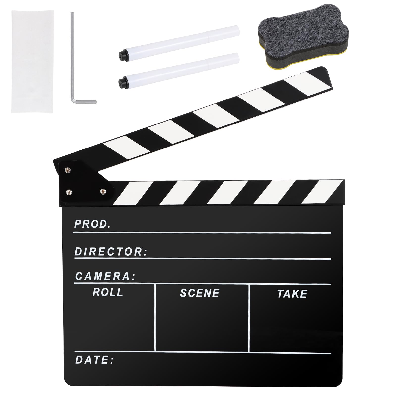 Ribvane Directors Clapboard For Film, Hollywood Slate Move Photography Video Tv Cut Action Scene Acrylic Clapper Board With A Ma