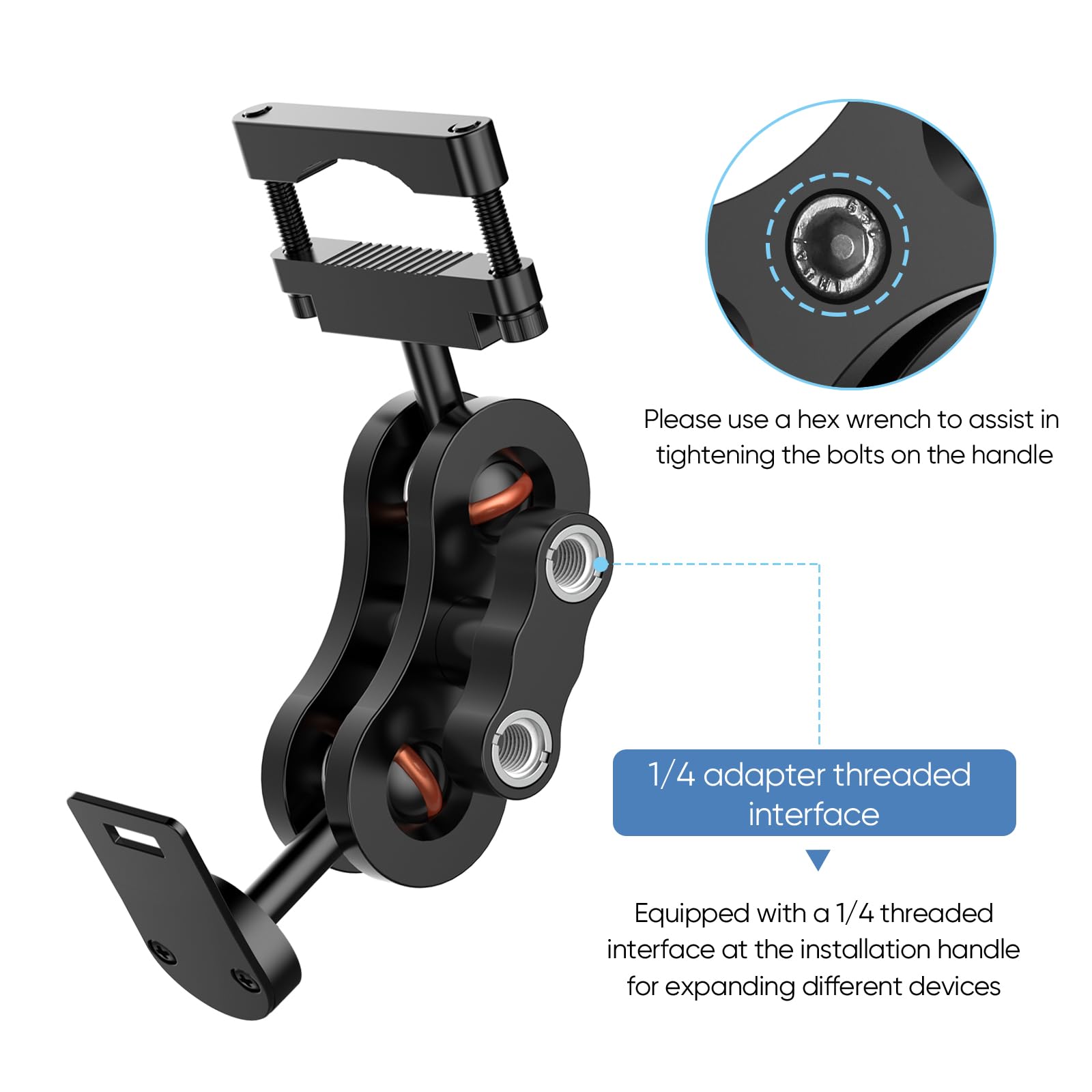 Xsaaczm Radar Detector Mount Rearview Mirror Bracket,Car Truck Mirror Radar Mount Bracket,Aluminum Rearview Mirror Rod Mount (Fo